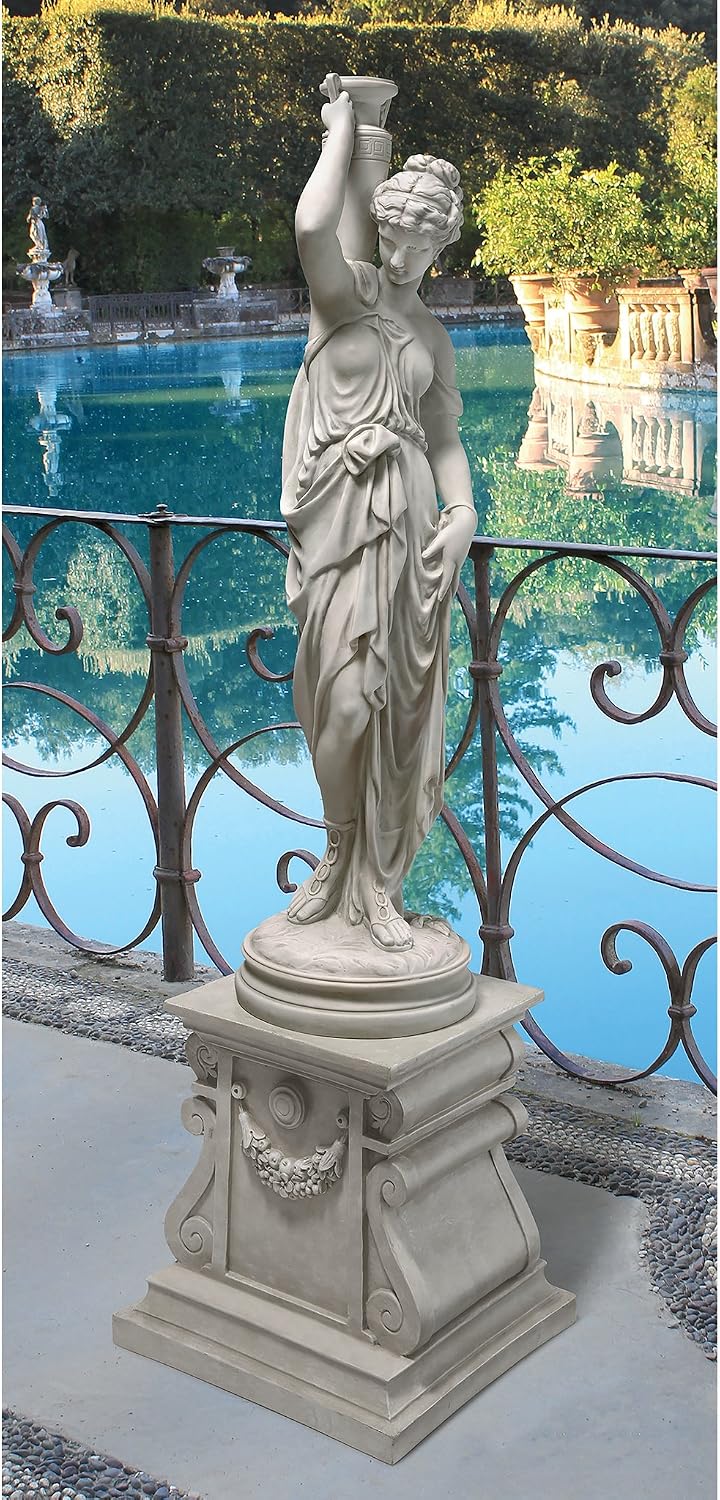 Design Toscano Dione the Divine Greek Water Woman Indoor/Outdoor Garden Statue, Medium, 22 inches tall, Cast Stone Resin, Antique Stone Finish