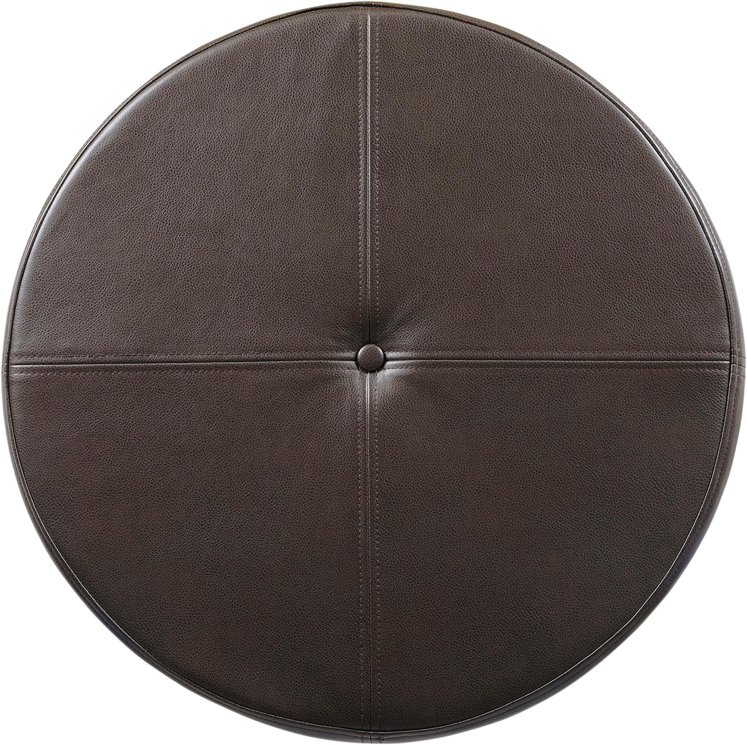HomePop 24" Large Leatherette Storage Ottoman - Distressed Brown Faux Leather