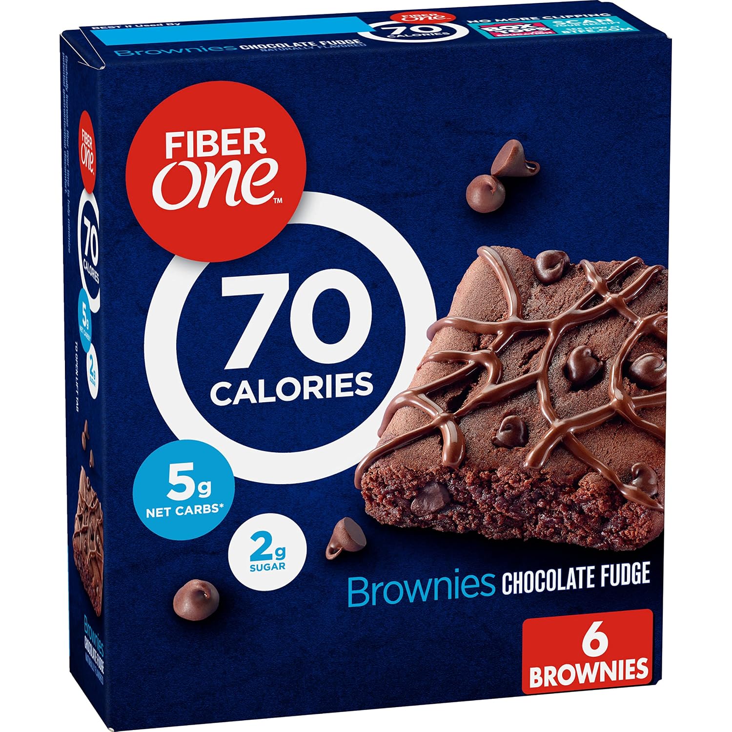 Fiber One 70 Calorie Chocolate Fudge Brownies, Mega Pack, 18 ct, 16 oz | 26% Daily Value of Fiber per Bar, 70 Calories & 2g Sugar, 5g Net Carbs, Bulk Pack for Office or Pantry Stocking