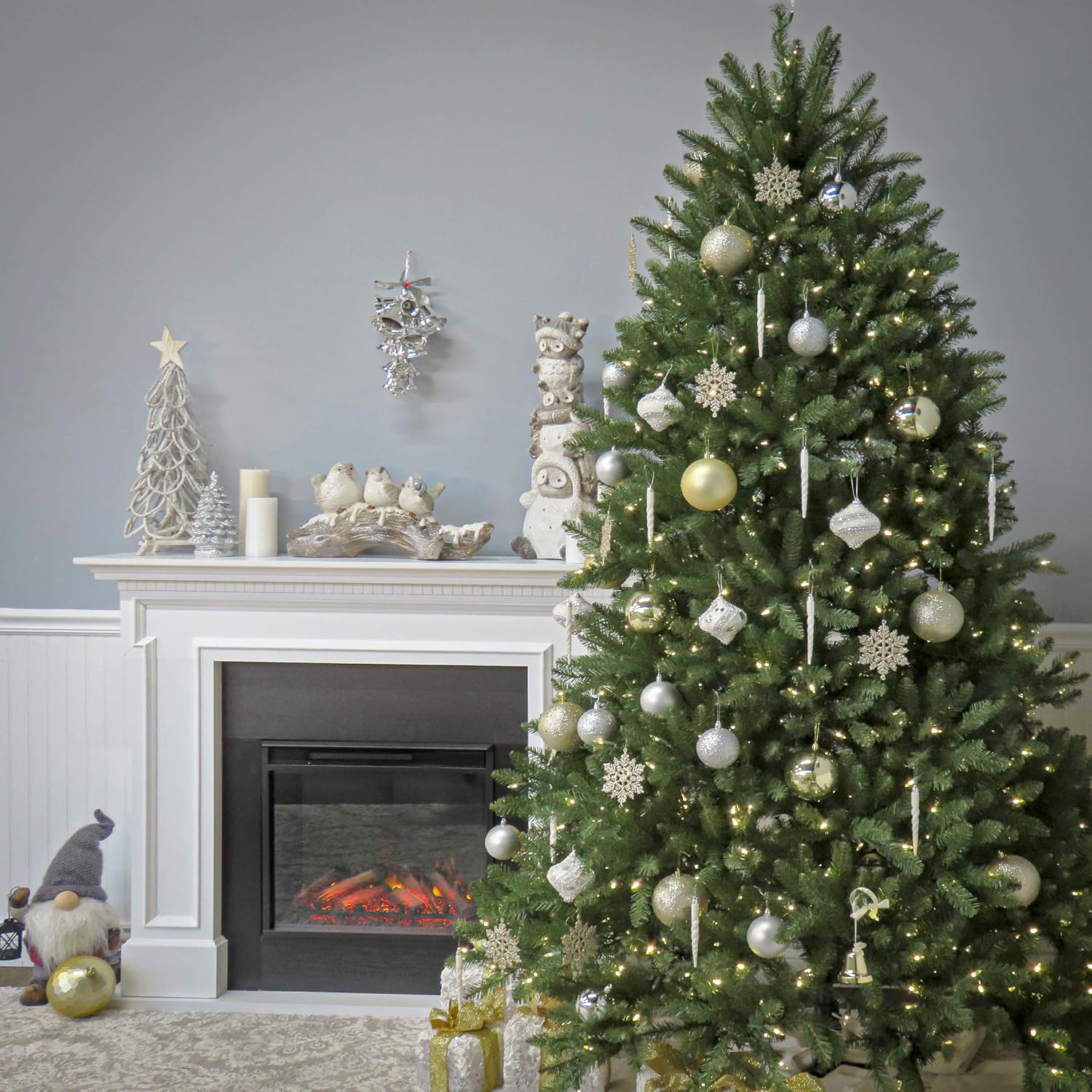 National Tree Company 7ft Pre-Lit Dunhill Fir Artificial Christmas Tree | 700 Clear Lights, 2,144 Tips, Includes Stand, Green