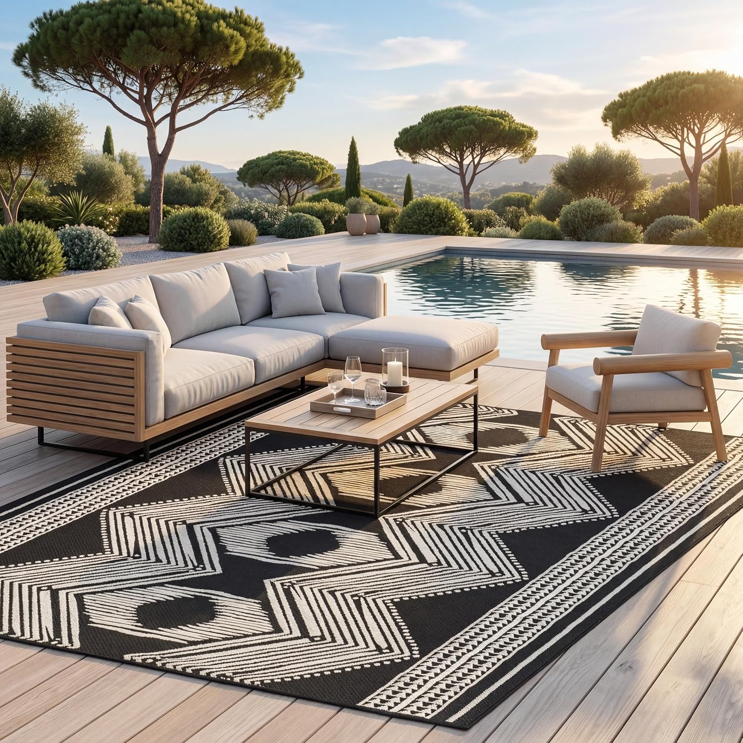 nuLOOM Ranya Light Brown Geometric Indoor/Outdoor Area Rug, 4' x 5'