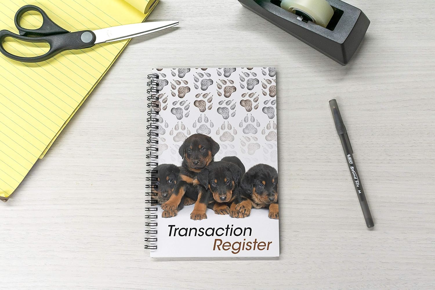 Side Spiral Bound Puppies Checkbook/Transaction Register