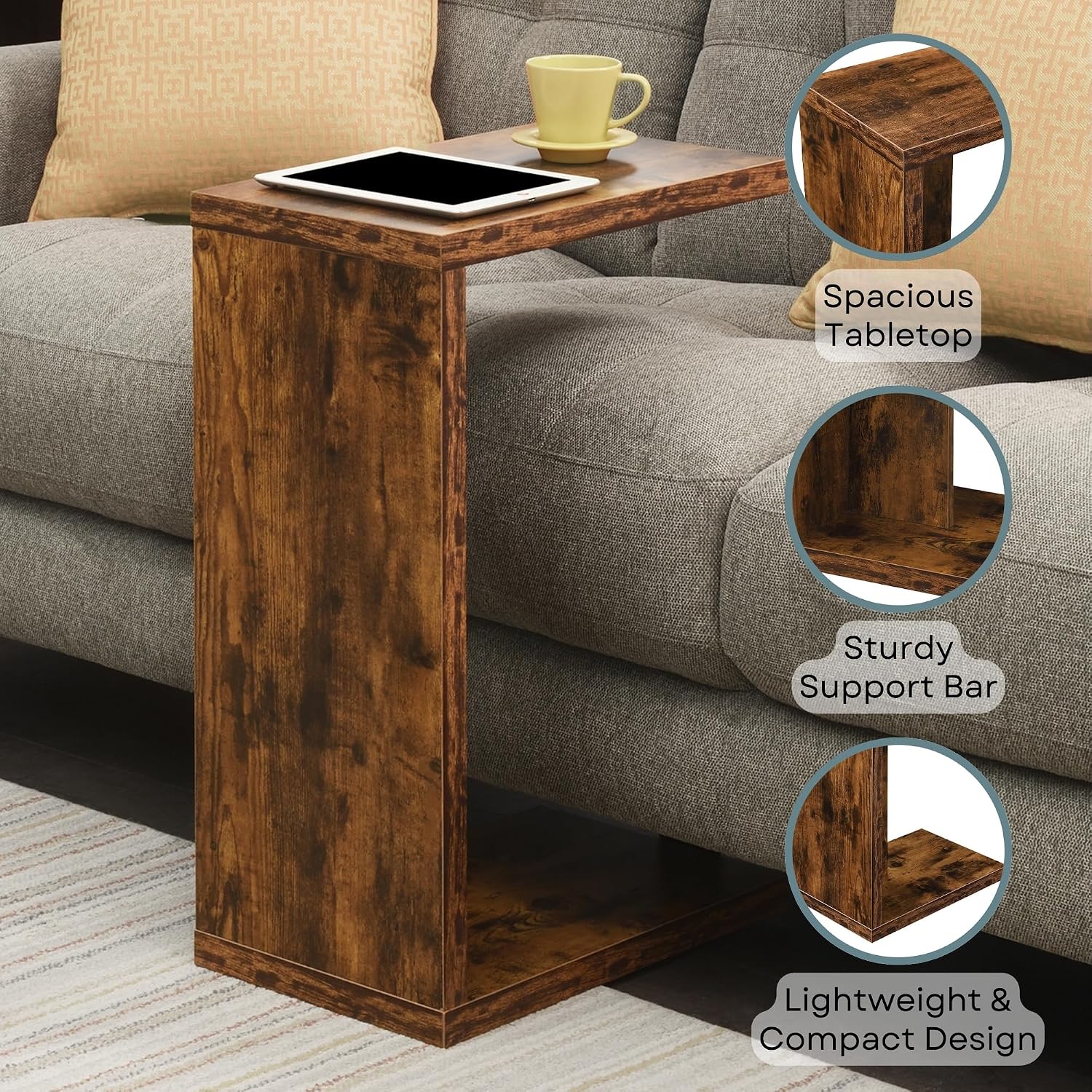Convenience Concepts Northfield Admiral C Shaped End Table 18" - Contemporary Modern C Shaped Side Table