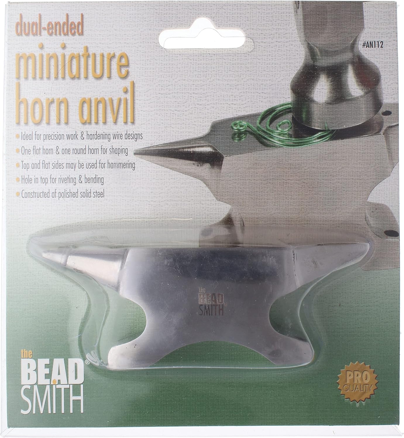The Beadsmith Dual-Ended Horn Anvil – Mini Size 2.5 x 1 x 1.5 inches – 118mm Tip to Tip – 13.11oz/0.82lbs – Made of Solid Stainless Steel