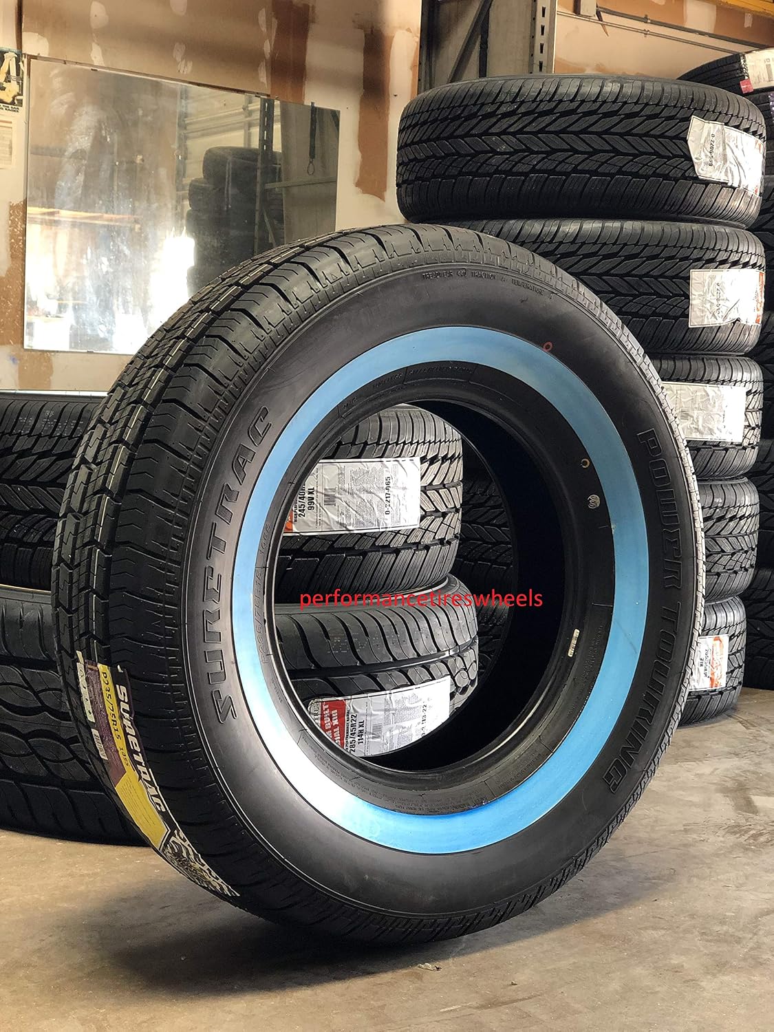 set of 4 new 235-75r15 suretrac wide white walls 1.5" classic touring