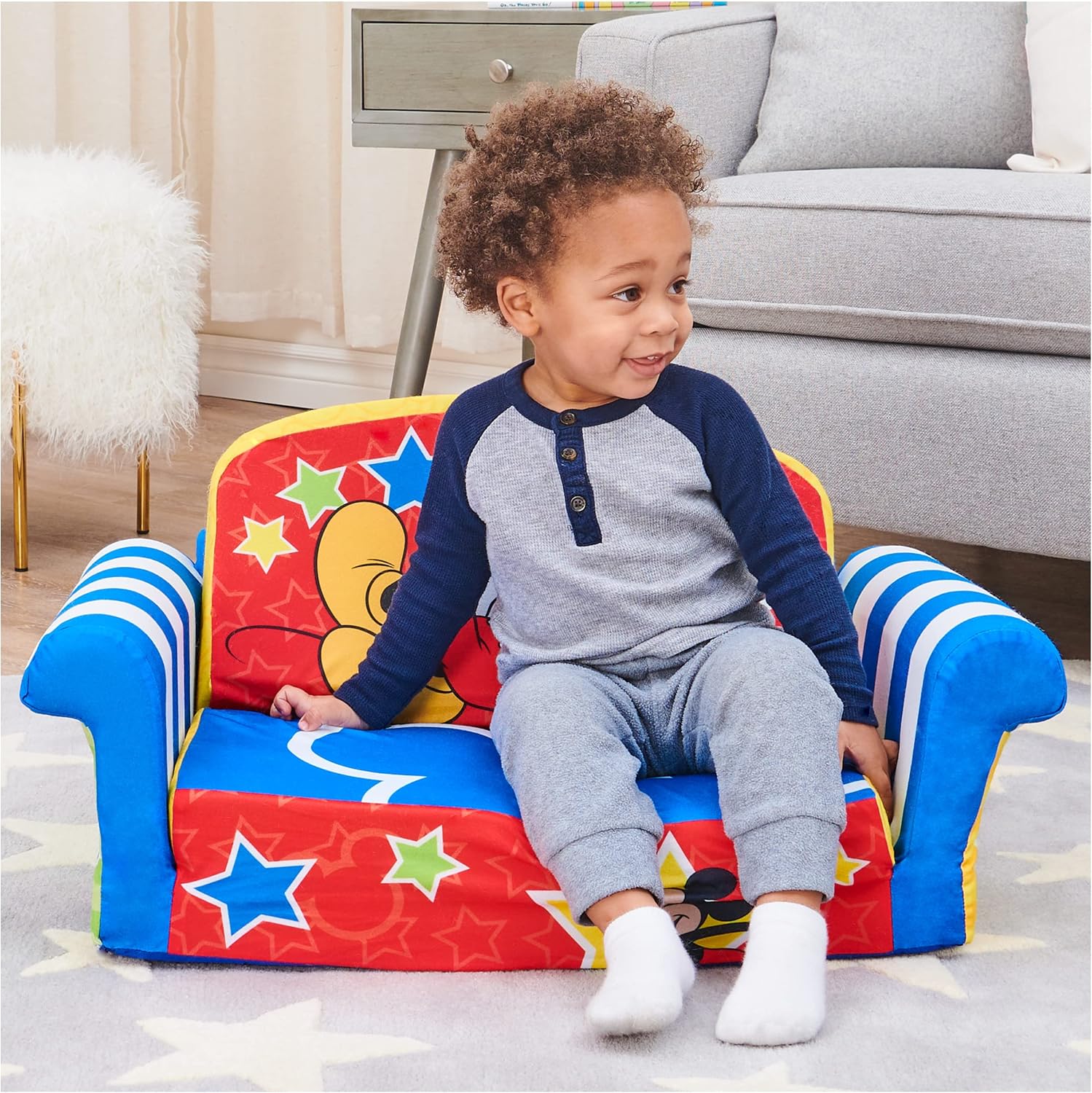 Marshmallow Furniture, Children's 2 in 1 Flip Open Foam Sofa, Minnie Mouse, by Spin Master | Pullout Foam Sleeper for Folding Lounging, Sitting, and Napping for Toddlers & Kids, Bedroom and Playroom Use