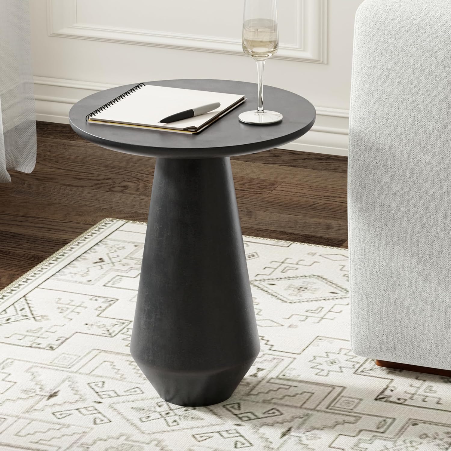 SIMPLIHOME Whitney 17" Wide Storage Metal Table in Antique Silver