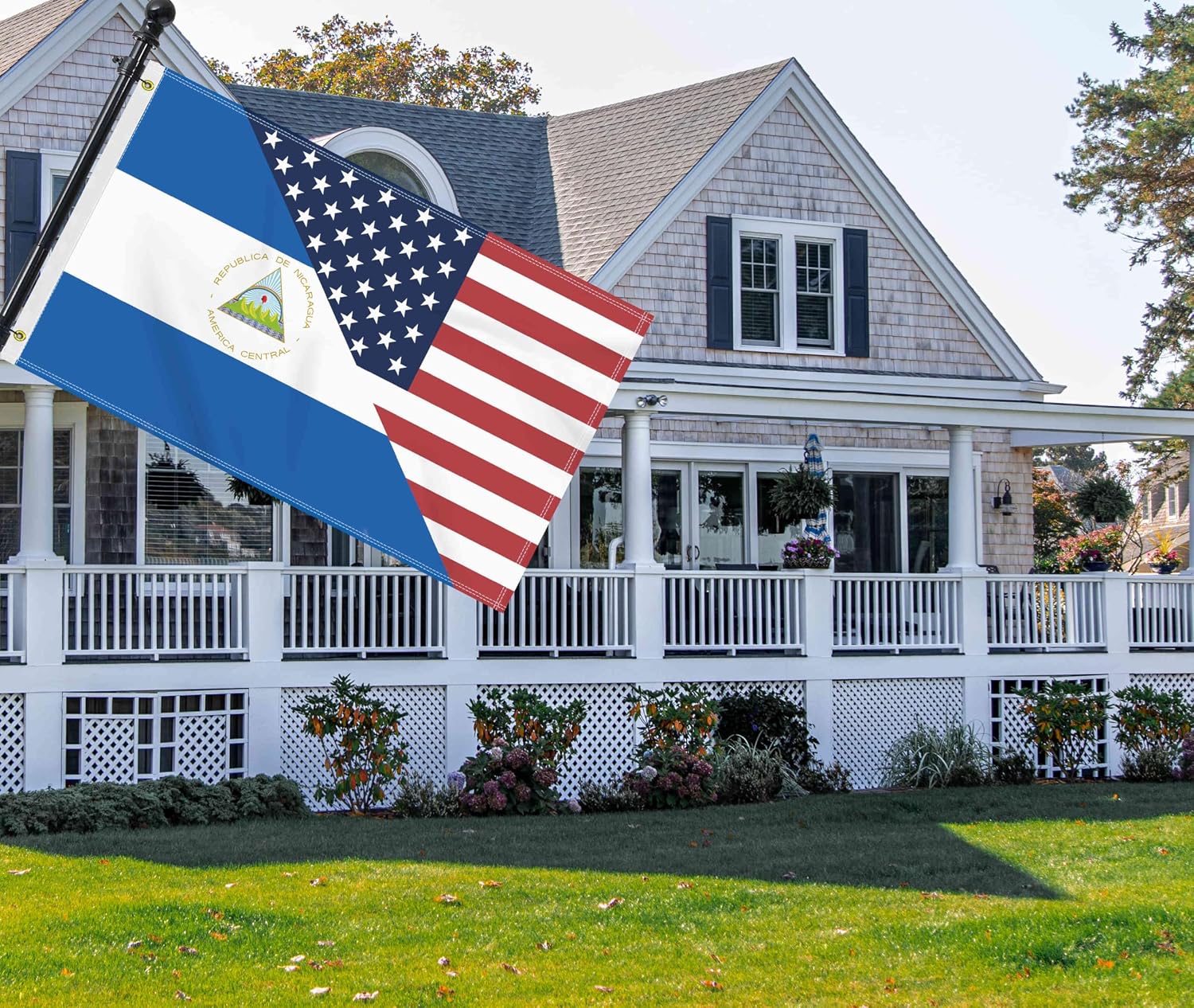 3×5 FT USA Nicaragua Friendship Flag, Large 150D America Nicaraguan Outdoor Banner