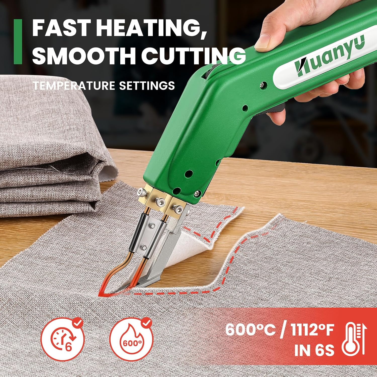 Electric Hot Knife Rope Fabric Cutting Tool Kit 4 Blades 600° C | Pro Fabric Cutting Heat Cutter 100W Heat Sealer for Sponge Cloth Board Webbing