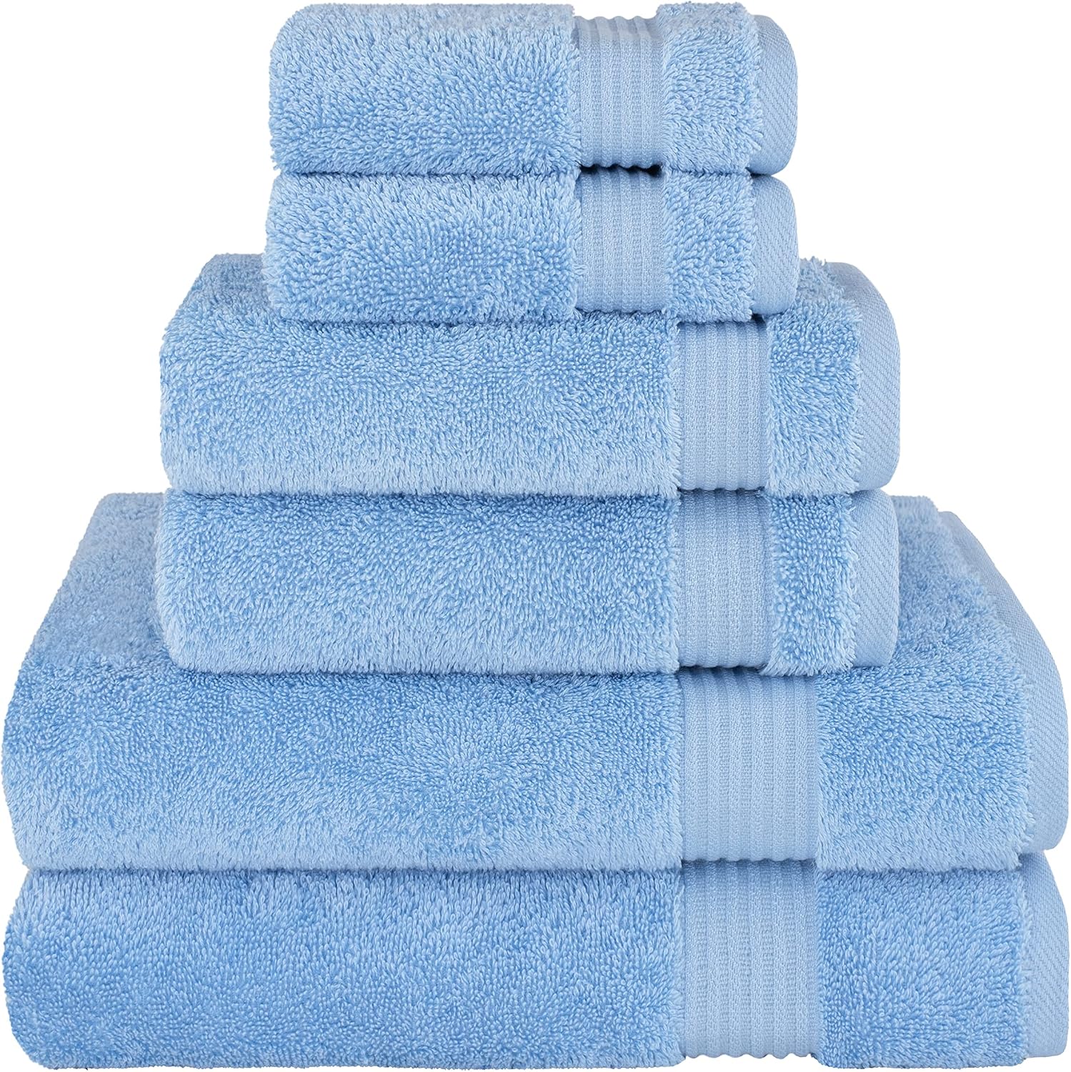 Cotton Paradise Towel Set of 6, 2 Bath Towels, 2 Hand Towels and 2 Washcloths Towels for Bathroom Sets, Smoke Gray