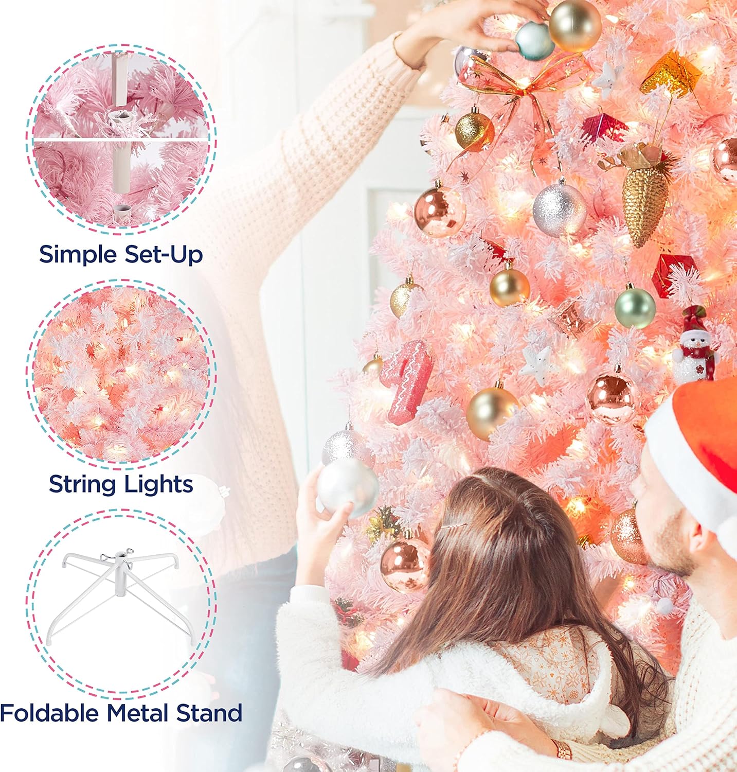 Yaheetech 7.5ft Pre-Lit Snow Flocked Artificial Christmas Tree, 550 Lights