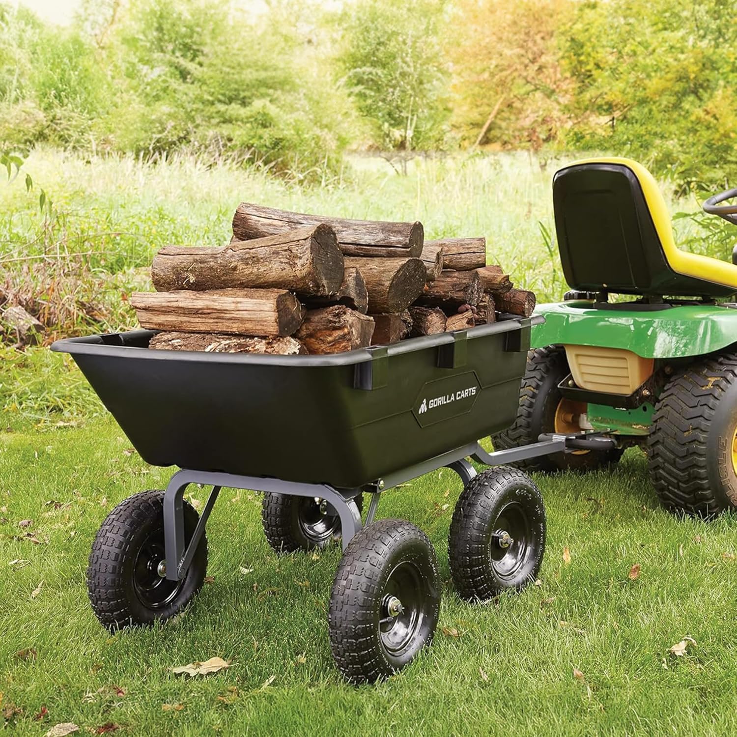 Gorilla Carts Poly Garden Dump Garden Cart with Easy to Assemble Steel Frame, Camping Wagon with Quick Release System, 1200 Pound Capacity, and 13 Inch Tires | 1,200-lb Capacity, 6 Cu Ft Tub Poly Dump Cart with Quick-Release Dump for Bigger Yard Cleanup…