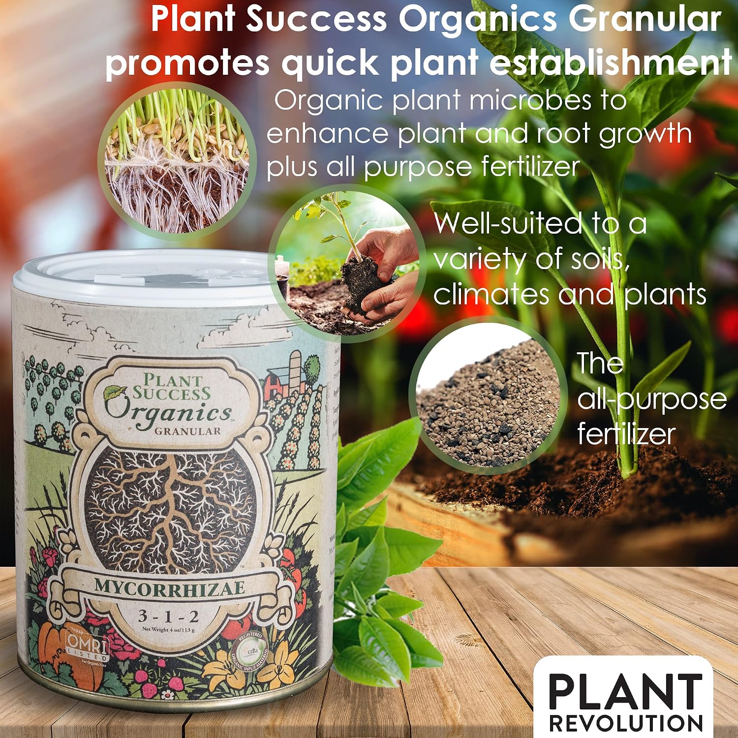 Mycorrhizal Fungi Plus Starter Fertilizer for Plants, Plant Success Organics, Root Stimulator, Treats 30 Plants