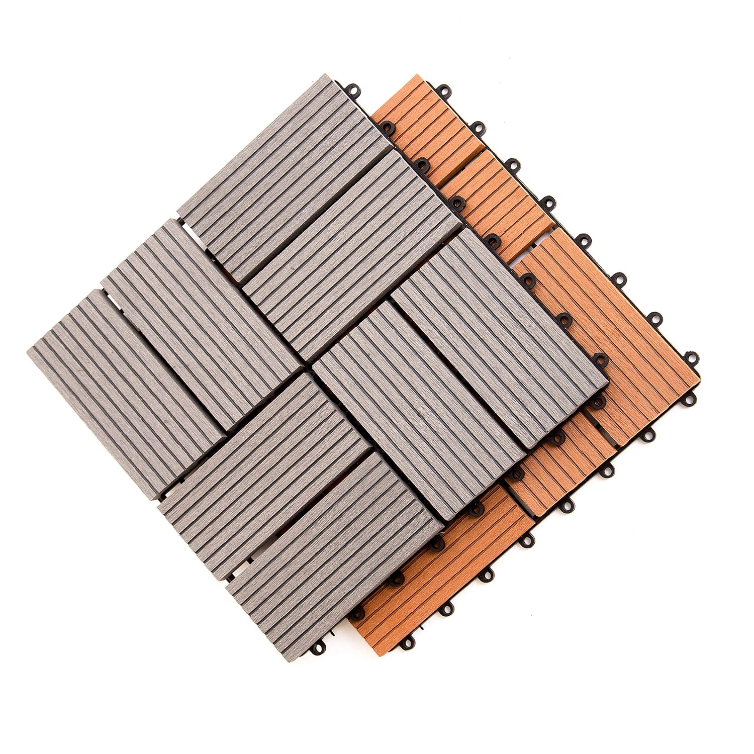 IncStores Helios Interlocking Patio Deck Tiles | All Weather | Waterproof Outdoor Flooring for Patio, Balcony Flooring, Garden and Poolside | 12"x12" | 11 Gray 6 Slate Tiles