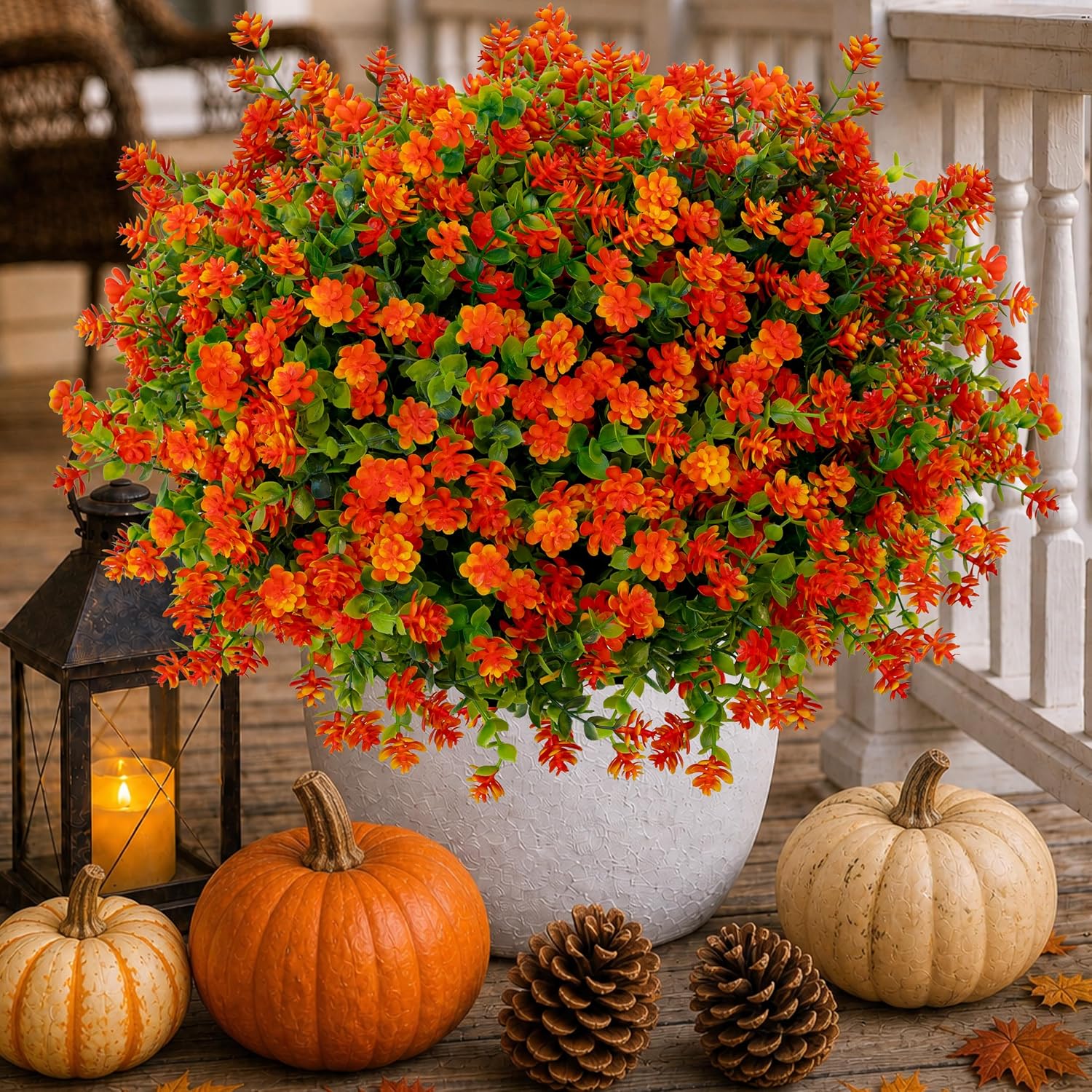 AXYLEX Artificial Flowers for Outdoors, 12 Bundles Fake Plants (Yellow) | UV resistant faux plastic flowers, no fade artificial greenery – garden, patio, porch & home
