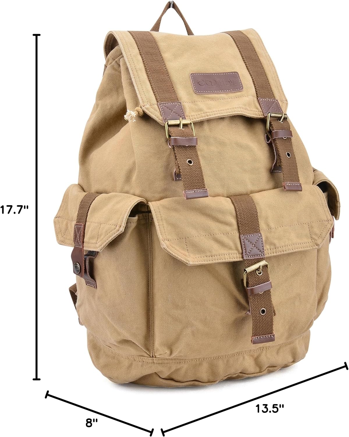 GOOTIUM 21101AMG Specially High Density Thick Canvas Backpack Rucksack, Field Tan, Large
