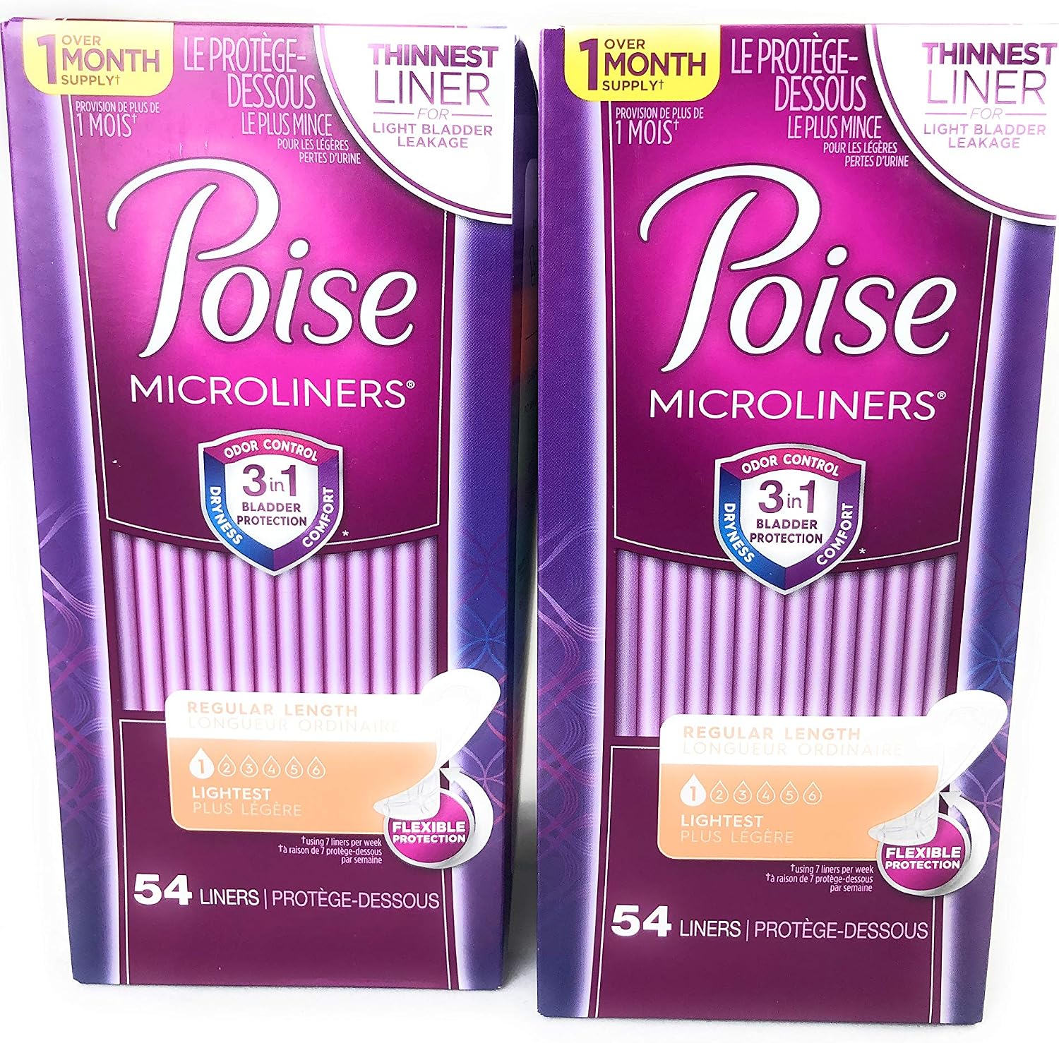 Poise Microliners, Long Length - Lightest Absorbency, 50 Count (Pack of 2)