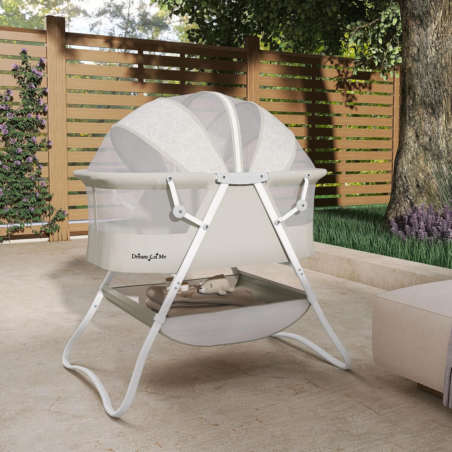 Dream On Me Karley Bassinet in Grey and Pink