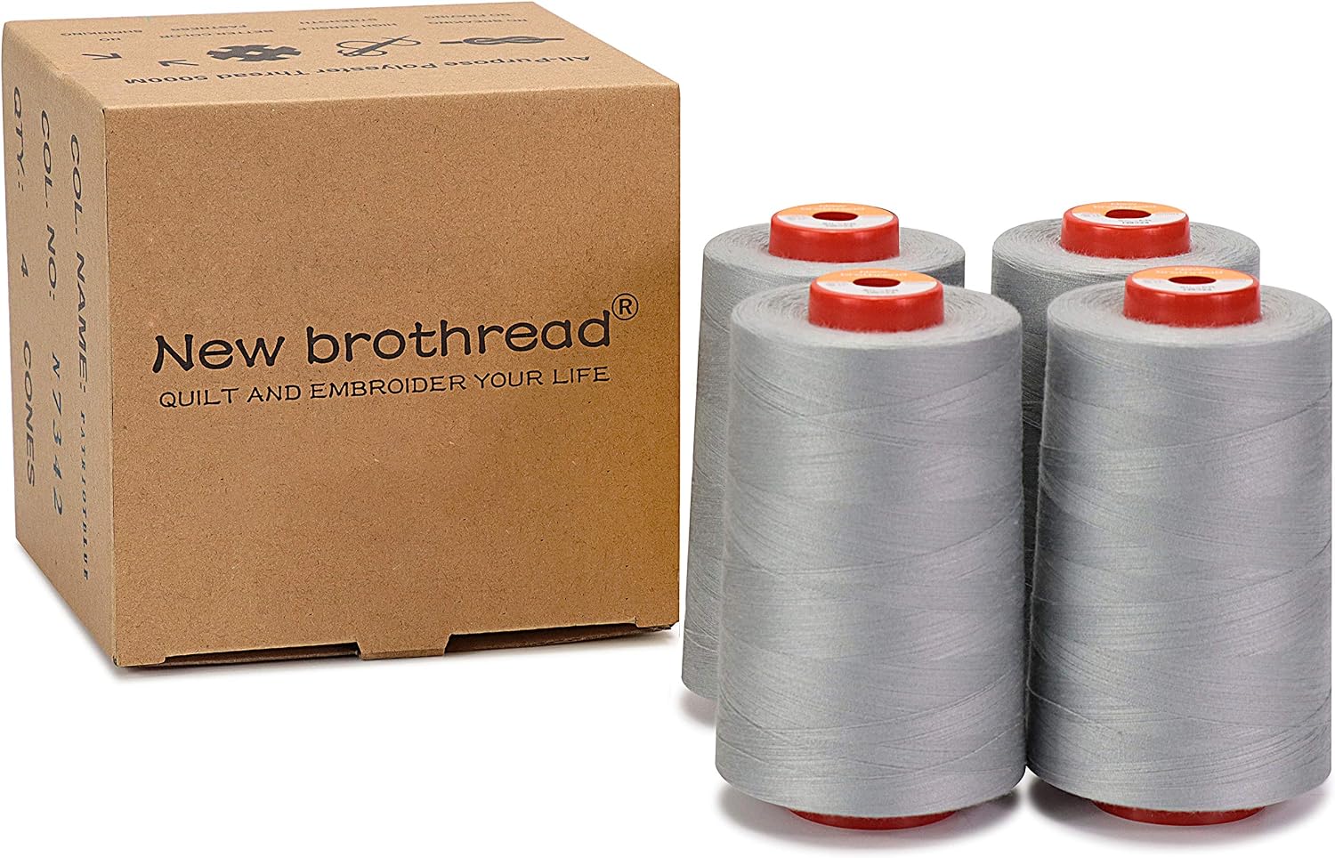 New brothread 4 Large Cones All Purpose Polyester Thread -Cream