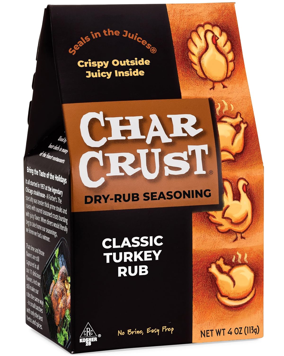 Char Crust Dry-Rub Seasonings Original Hickory Grilled | All-in-one seasonings | Perfect for Steaks, Burgers, Ribs, Tuna | Signature Crust that Seals in the Juices, 4 Ounce (Pack of 6)