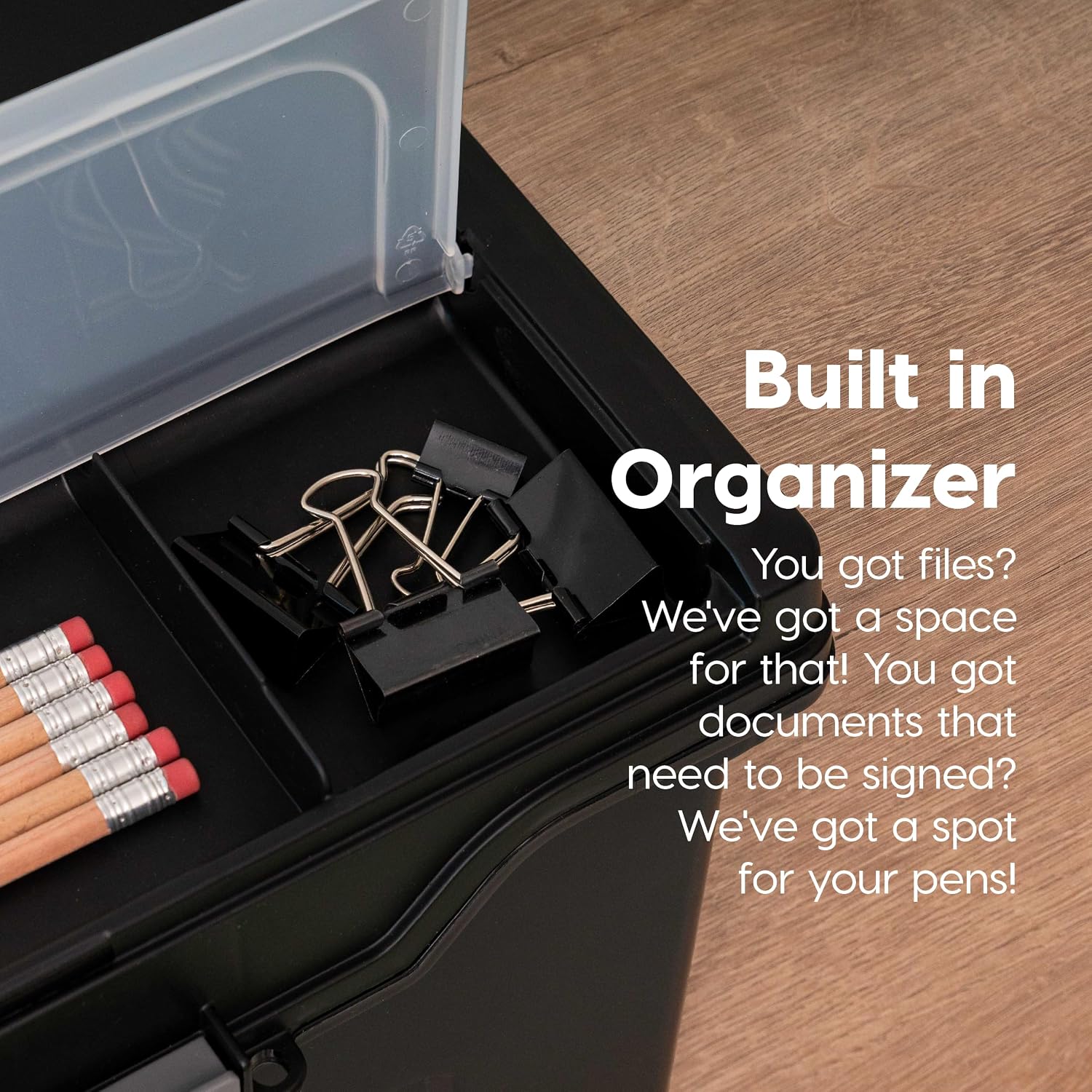 IRIS USA 4-Pack File Box Organizer with Wing Lid Letter/Legal 18 Qt, Clear | Organize letter and legal files, documents and paperwork with a wing lid for quick access and secure storage
