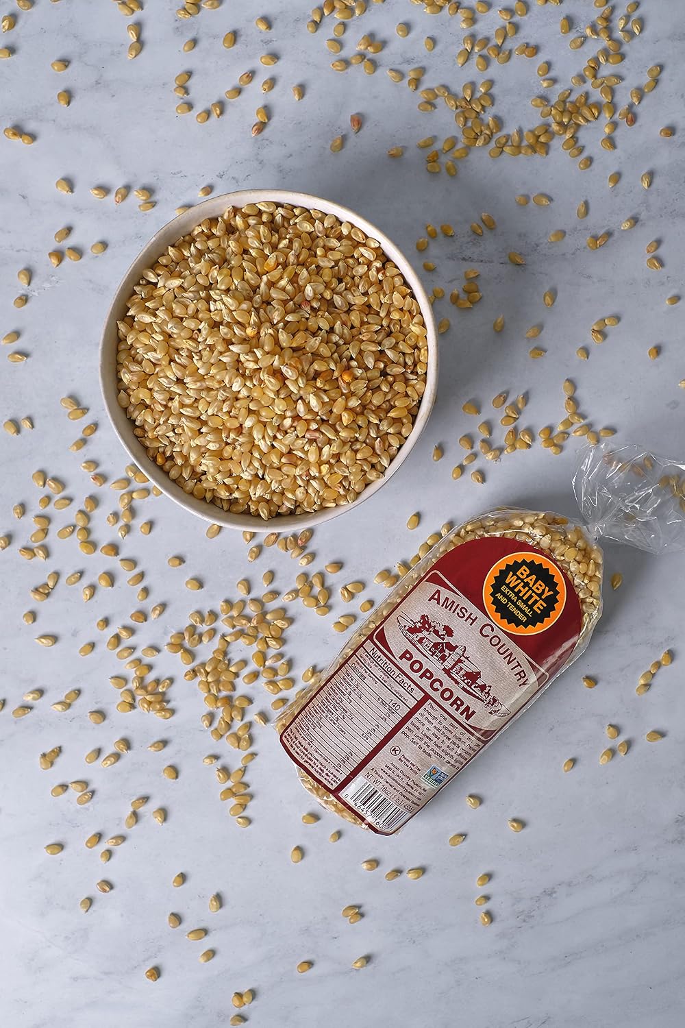 Amish Country Popcorn | 2 lb Bag | Baby White Popcorn Kernels | Small and Tender | Old Fashioned, Non-GMO and Gluten Free (Baby White - 2 lb Bag)