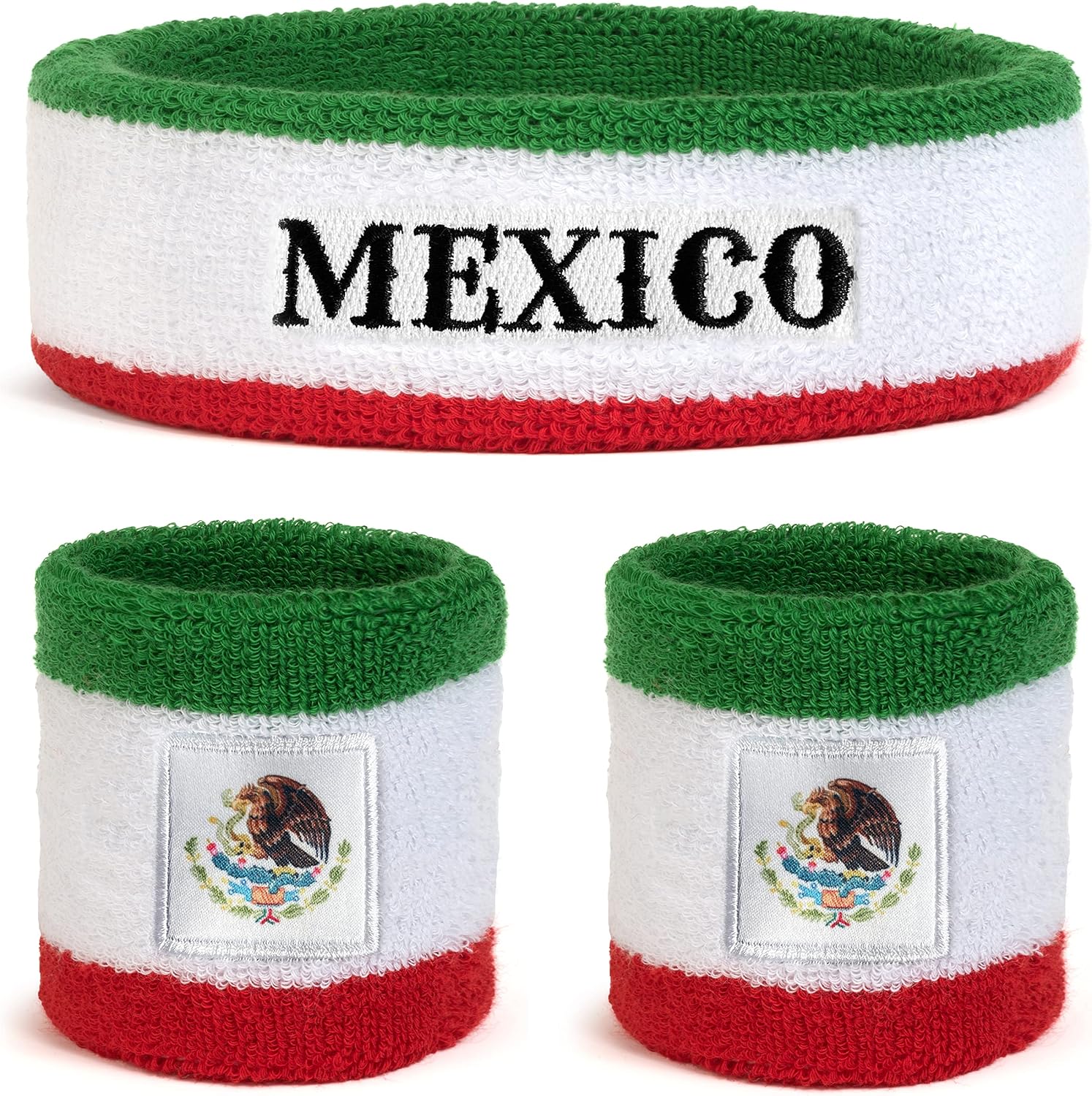 Suddora Country Headband & Wristbands Set (Includes 2 Wrist & 1 Head Sweatband), Highly Moisture Wicking