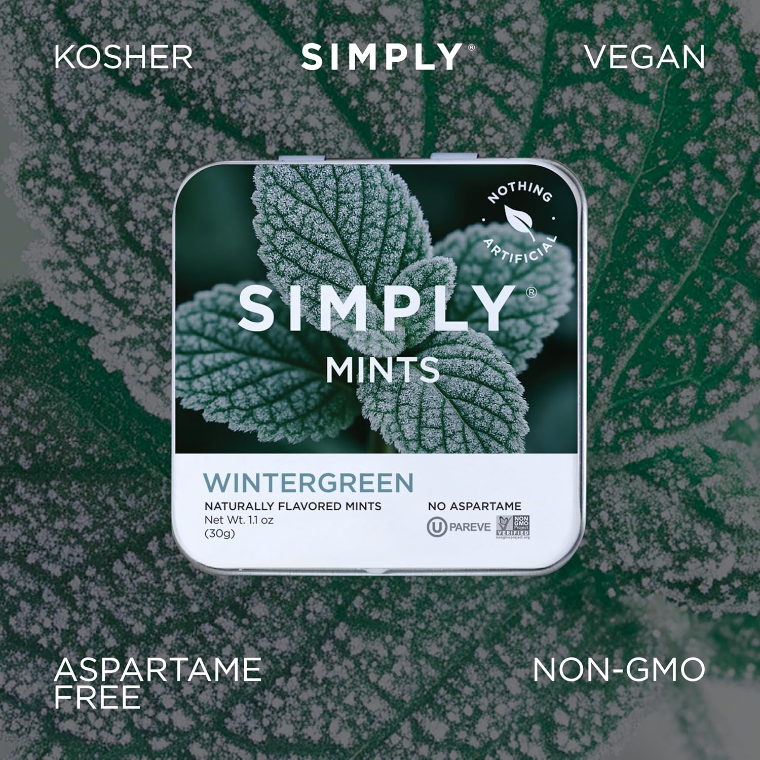 SIMPLY MINTS Natural Peppermint Breath Mints, 6 Pack (180 Pieces), Made With Real Peppermint Oil | Aspartame-Free, Sorbitol-Free, Xylitol-Free, Vegan, Kosher, Non-GMO