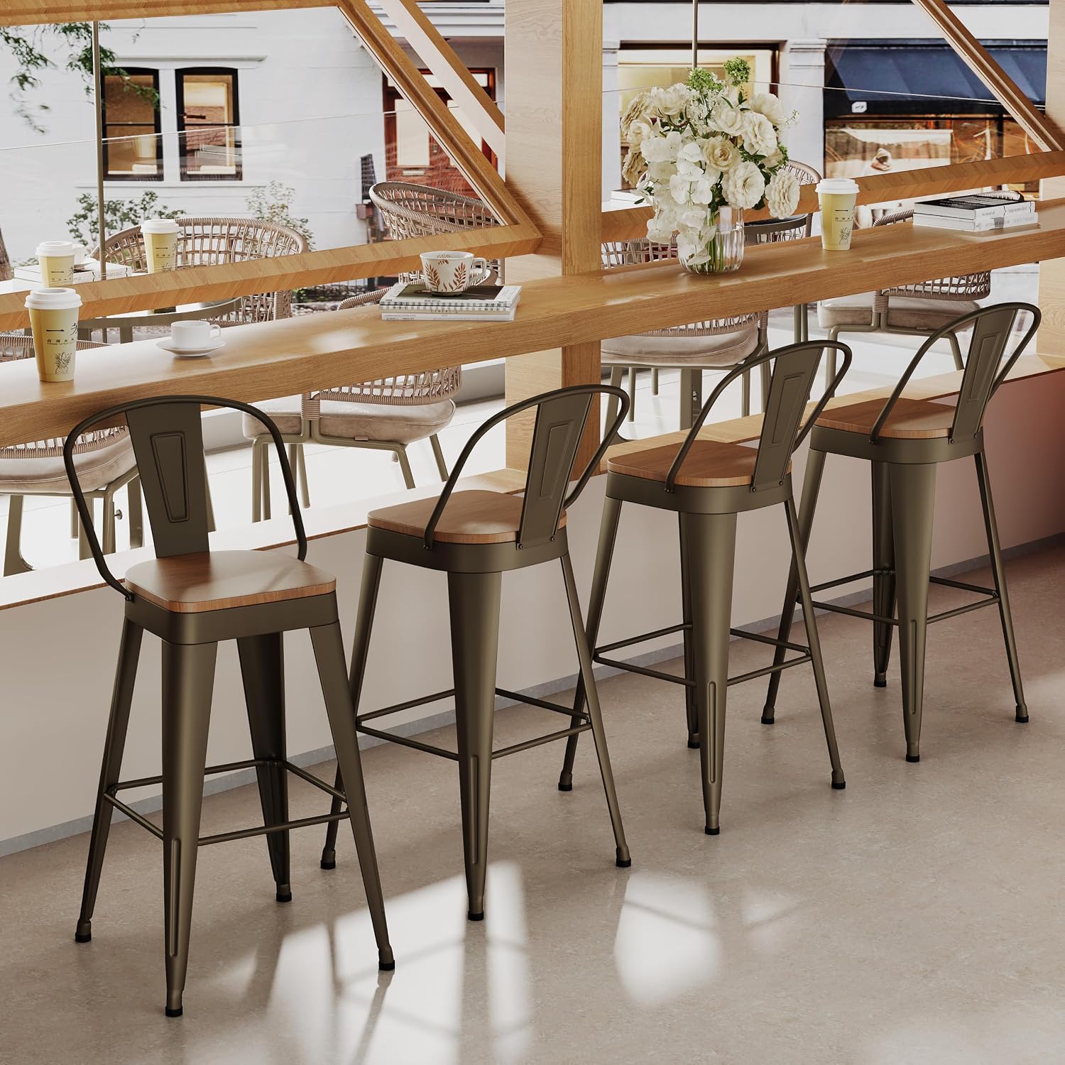 Aklaus Metal Bar Stools Set of 4
