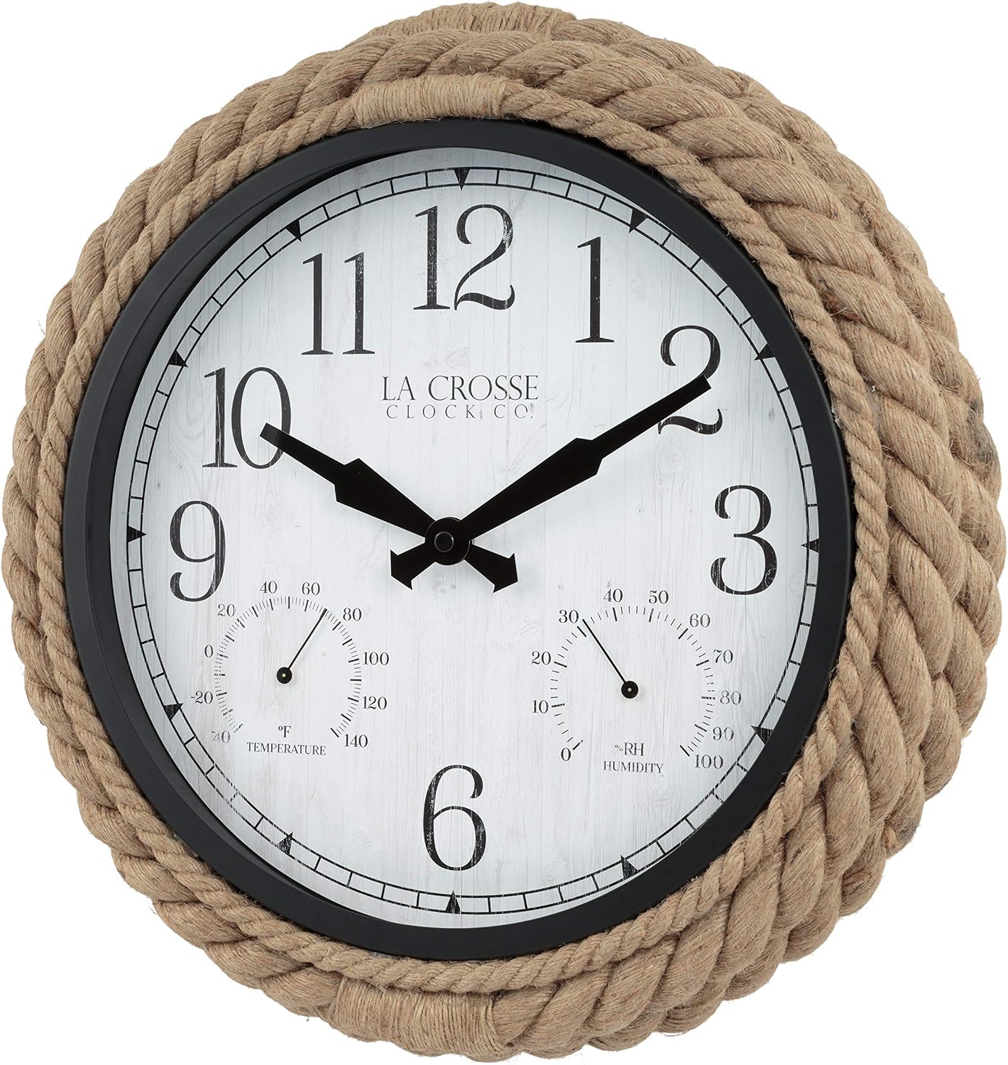 La Crosse Clock 433-3836 14-inch Rowan Indoor/Outdoor Rope Analog Quartz Wall Clock