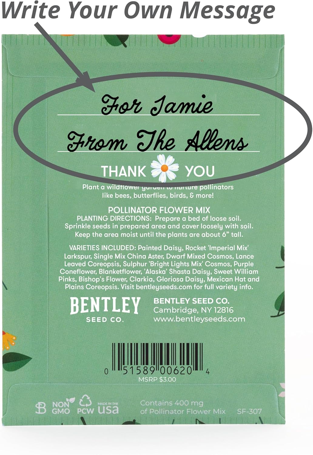 Bentley Thank You Packet - Sunflower Seeds - Pack of 25 - Perfect Eco-Friendly Thank You Gift - Non GMO