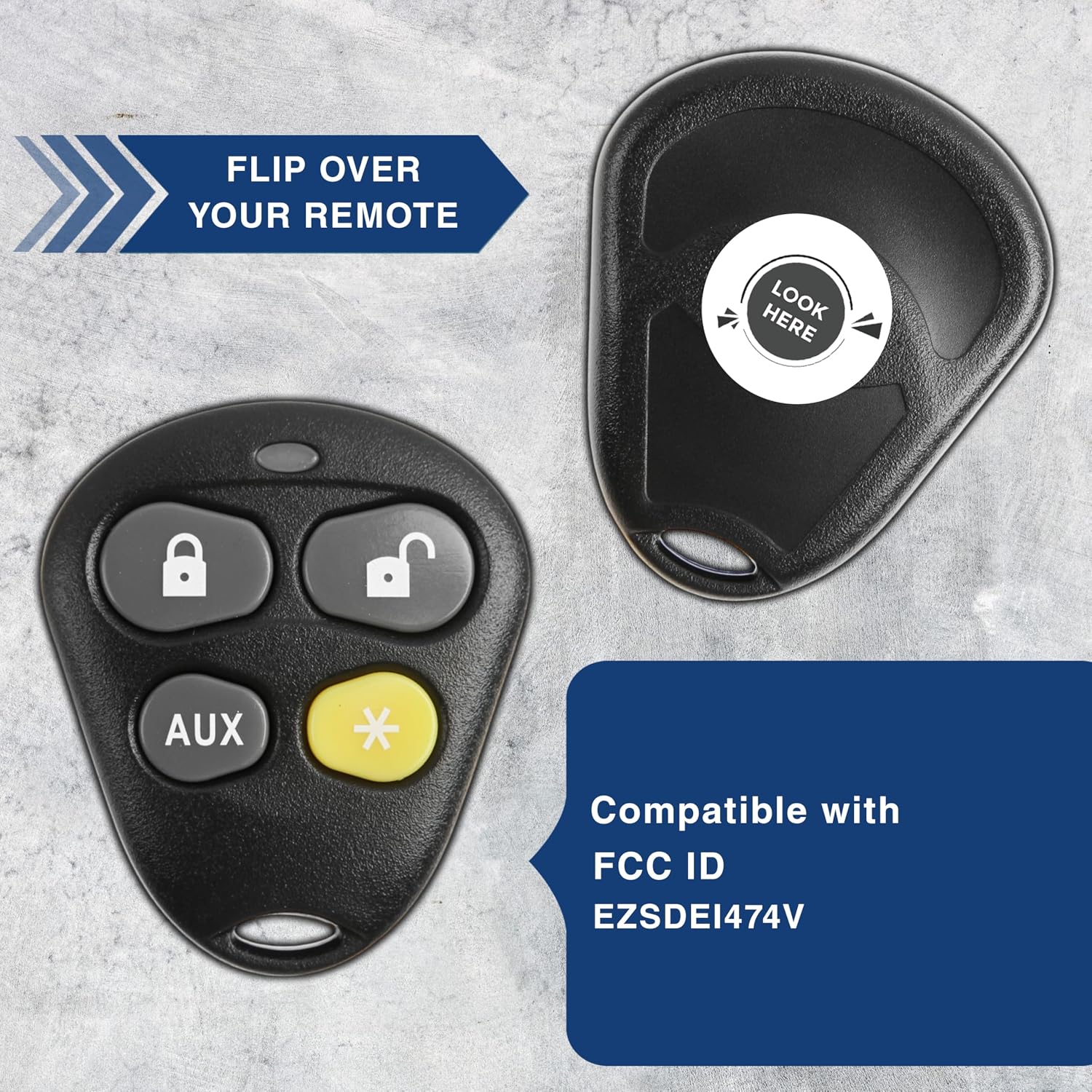 KeylessOption Keyless Entry Remote Starter Car Key Fob Alarm for Aftermarket Viper Automate EZSDEI474V 474V