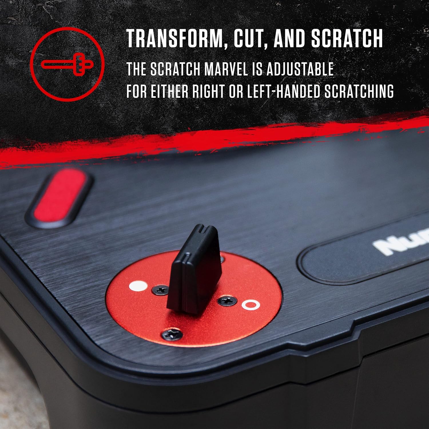 Numark PT01 Scratch Portable DJ Turntable | Scratch Switch, Built-In Speaker, 3-Speed Playback, USB Out, AC and Battery Power for Portablists