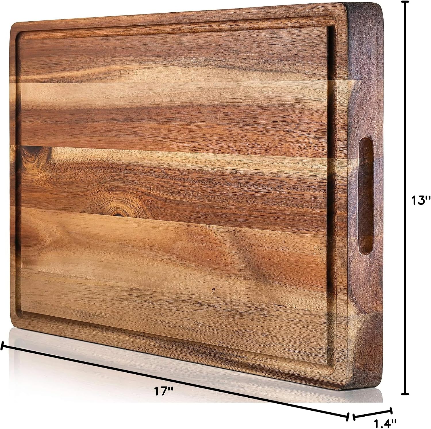 Butcher Block - Organic Bamboo Cutting Board w/Juice Groove - 17x13x1.5" -Butcher Block Cutting Board - Premium Quality and Professional Design - Bamboo Chopping Block