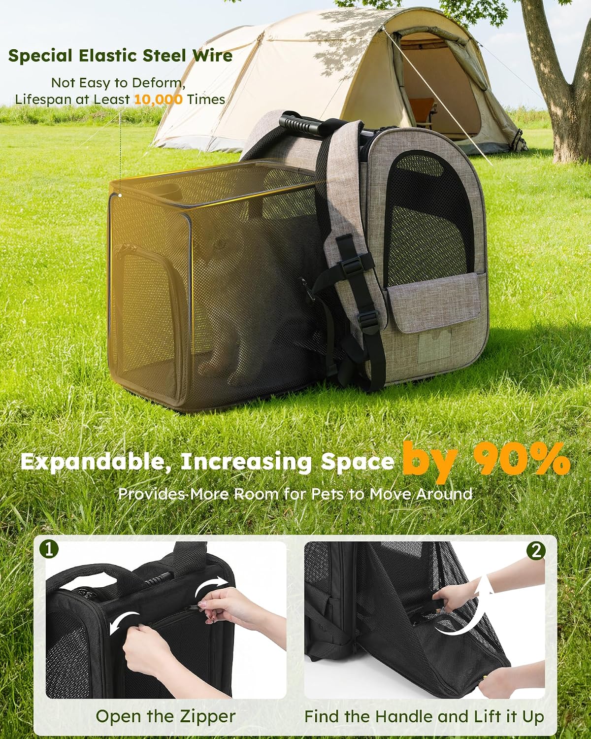 pecute Cat Backpack Expandable, Cat Carrier Backpack with Breathable Window