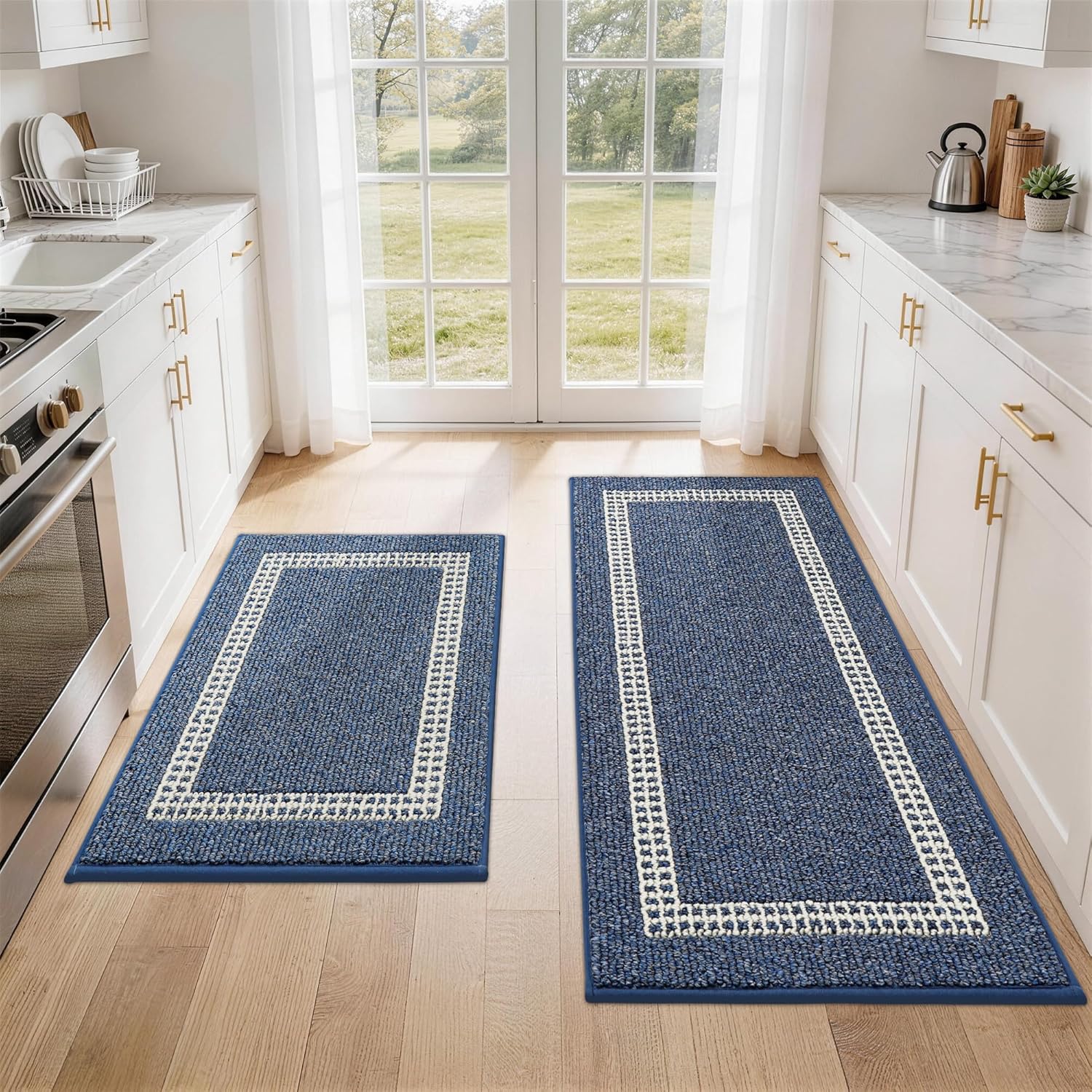 COSY HOMEER 48x20Inch/30X20Inch Kitchen Rug Mats,Grey