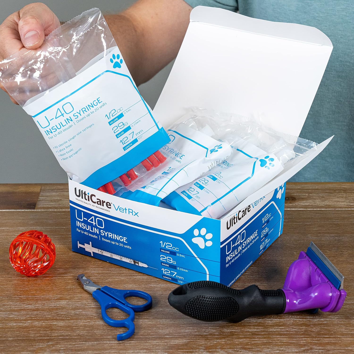 UltiCare VetRx U-40 1/2cc Pet Insulin Syringes - 1/2cc, 29G x 1/2’’, 100 ct, Comfortable & Accurate Dosing