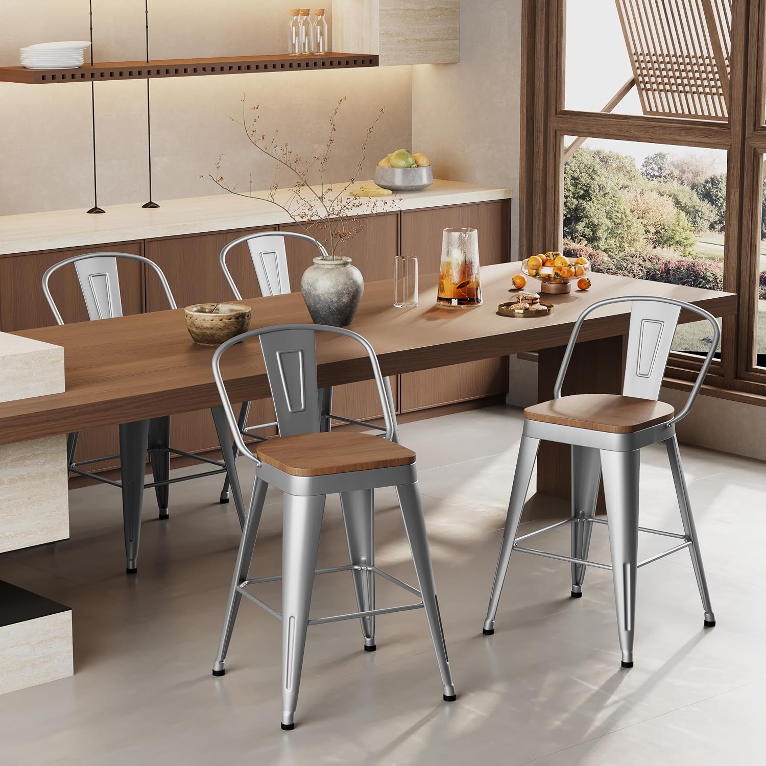Aklaus Metal Bar Stools Set of 4