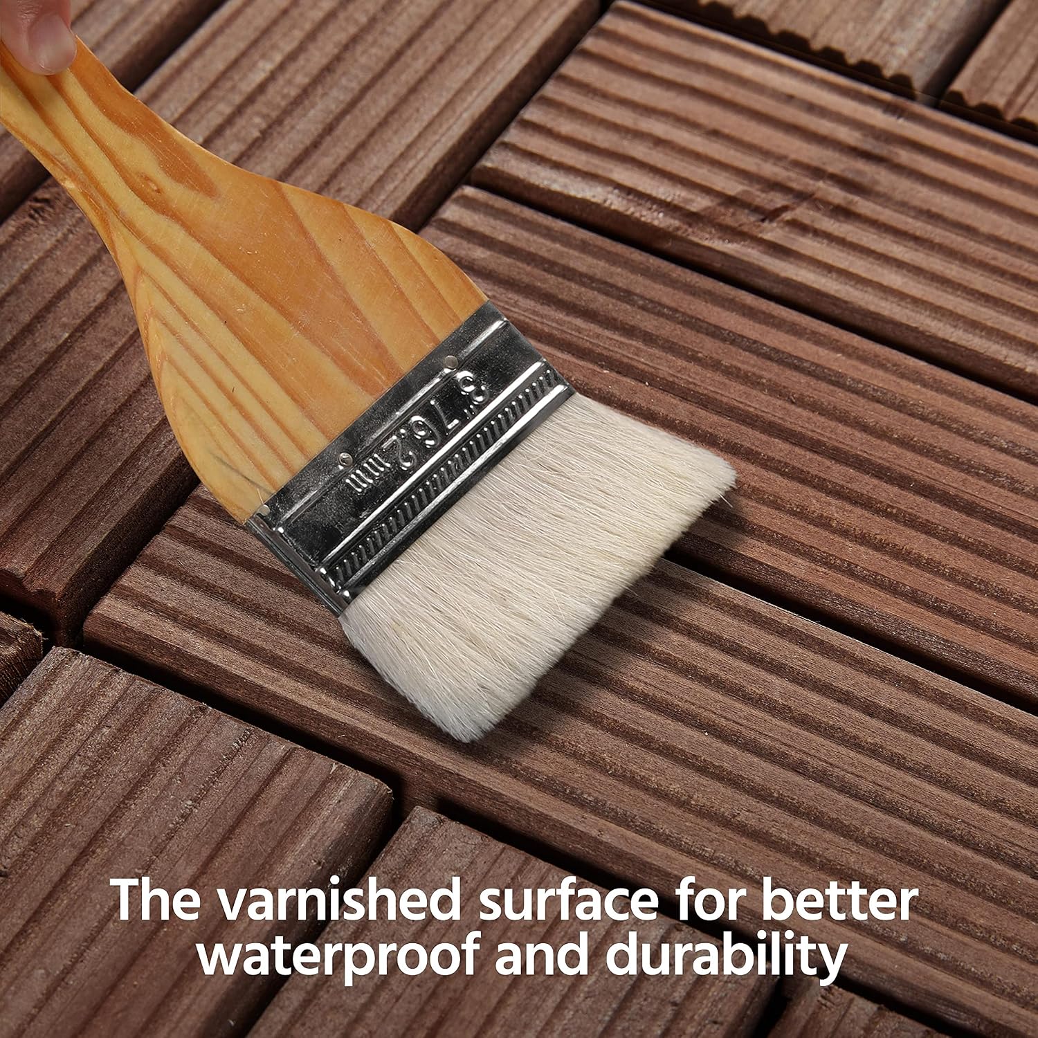 Topeakmart 27PCS Interlocking Deck Tiles 12x12 Patio Flooring, Brown
