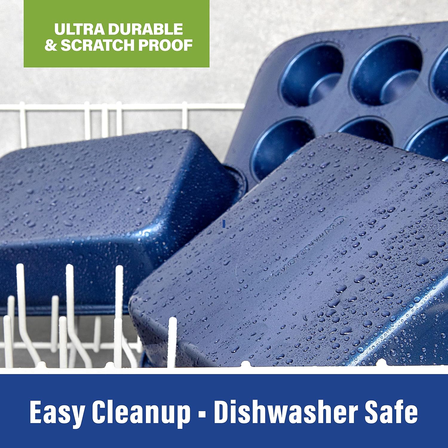 Granitestone Blue Nonstick 9.7in x 5.75in x 2.8in Loaf Pan, Oven Safe up to 500F, Dishwasher Safe