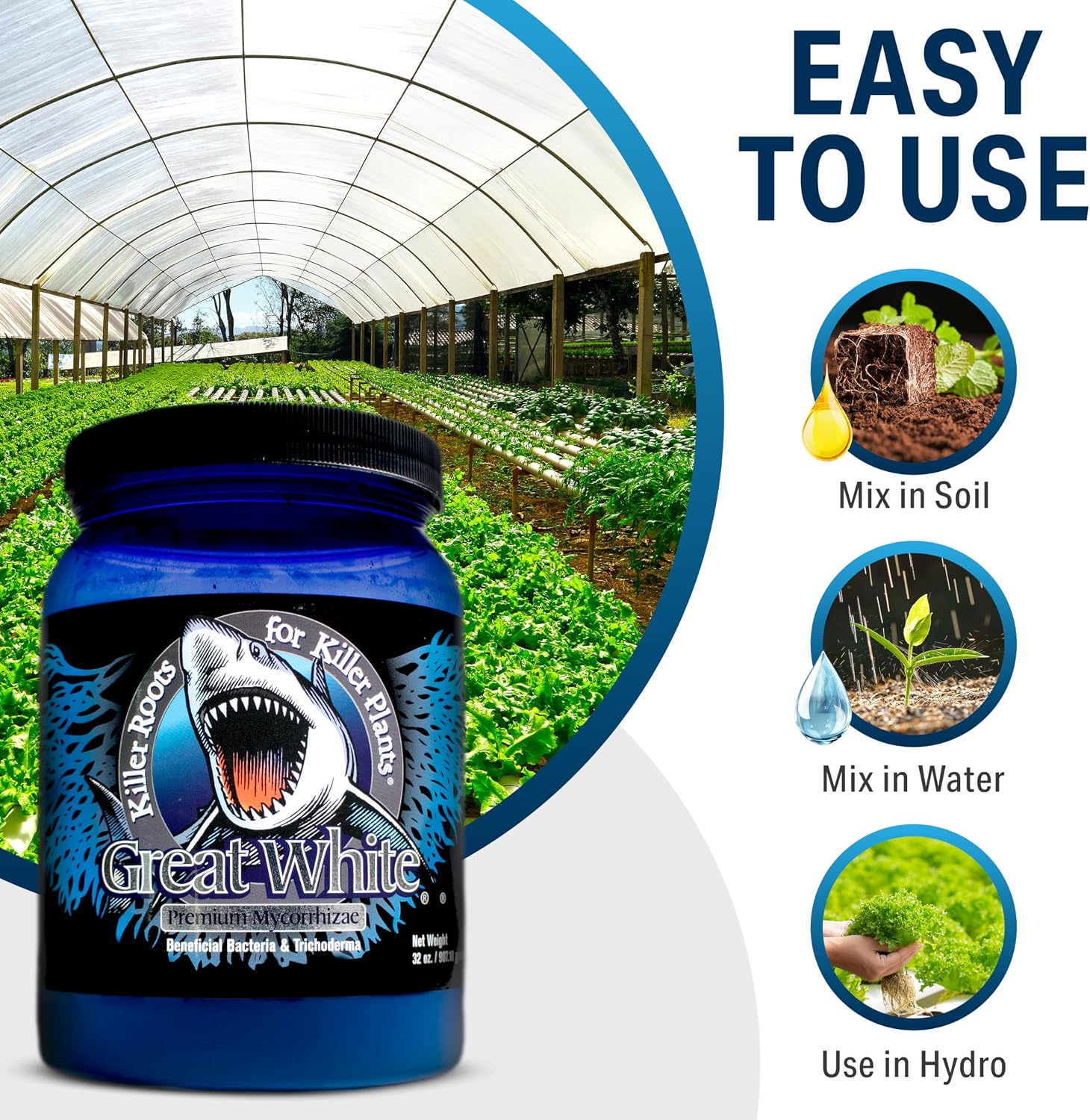 Great White Mycorrhizal Fungi 1 oz, Beneficial Bacteria for Plant Growth, Root Stimulator, Concentrated 3-in-1 Formula by Plant Success (1 oz)