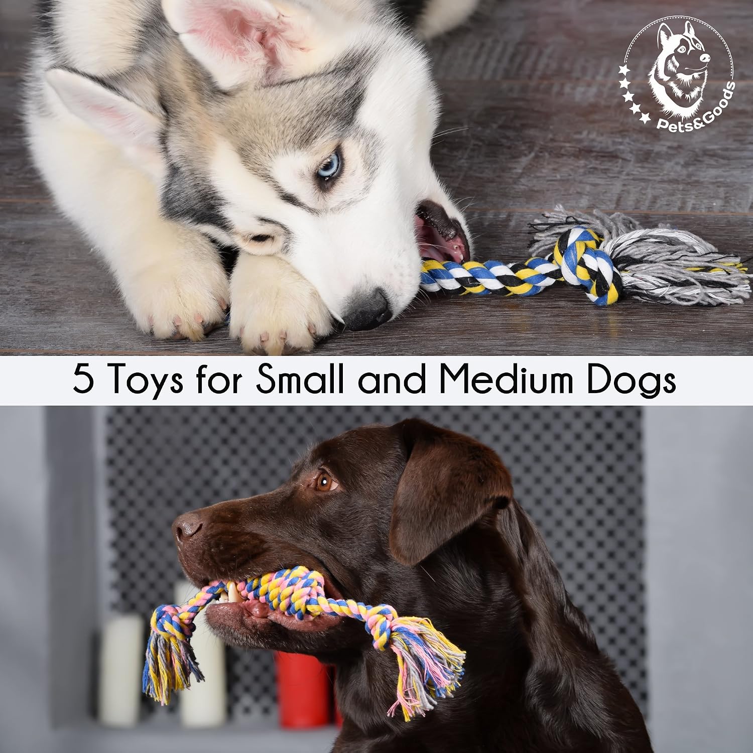 Pets&Goods Dog Rope Chew Toys – 5-Pack Durable Cotton Tug Toys for Puppies & Small/Medium Dogs – Dental Cleaning, Teething Relief