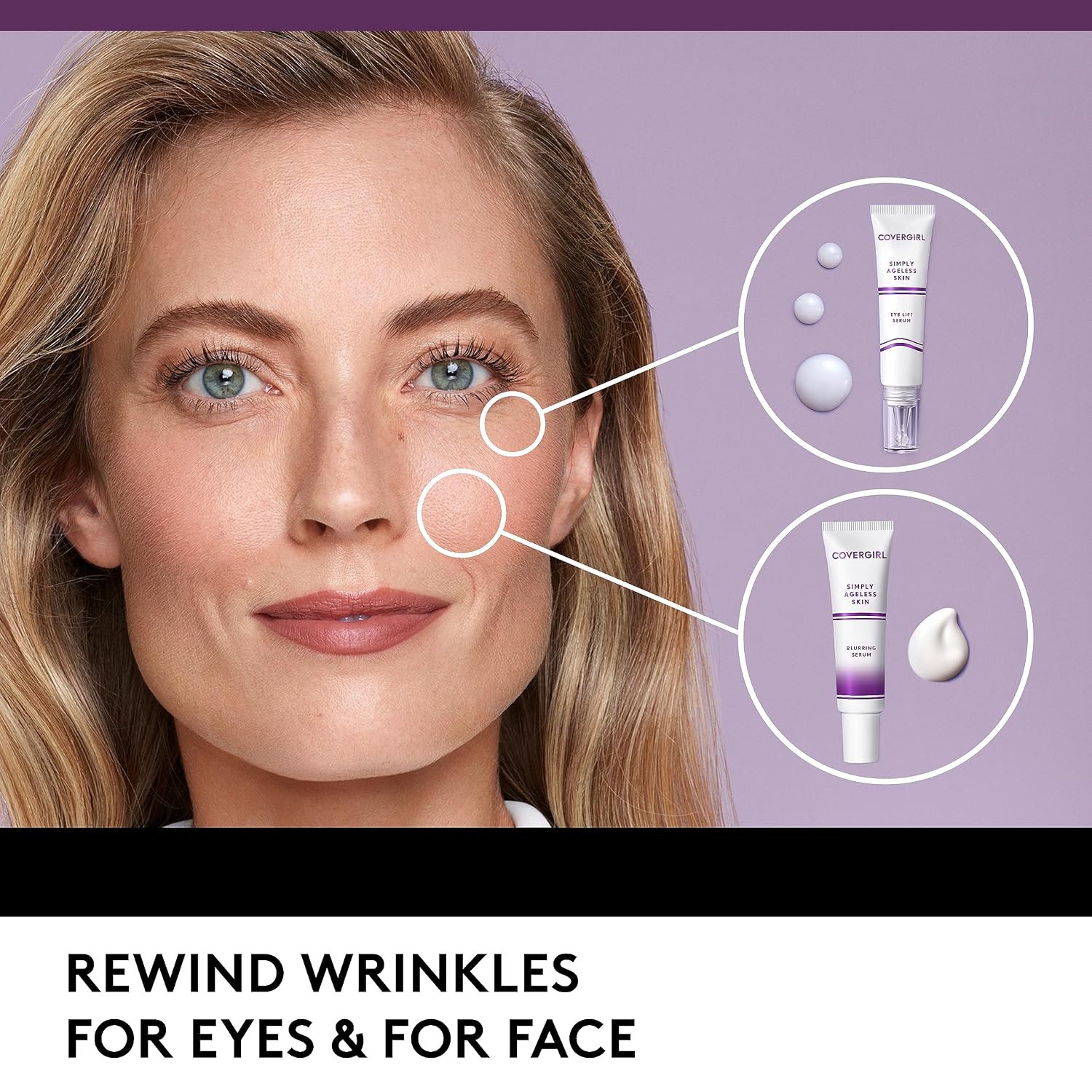 COVERGIRL Simply Ageless Skin Eye Lift Serum, Reduces Wrinkles, 1 Pack, 0.92 Oz, Serum, Face Serum, Skin Tightening Serum, Anti-Wrinkle Serum