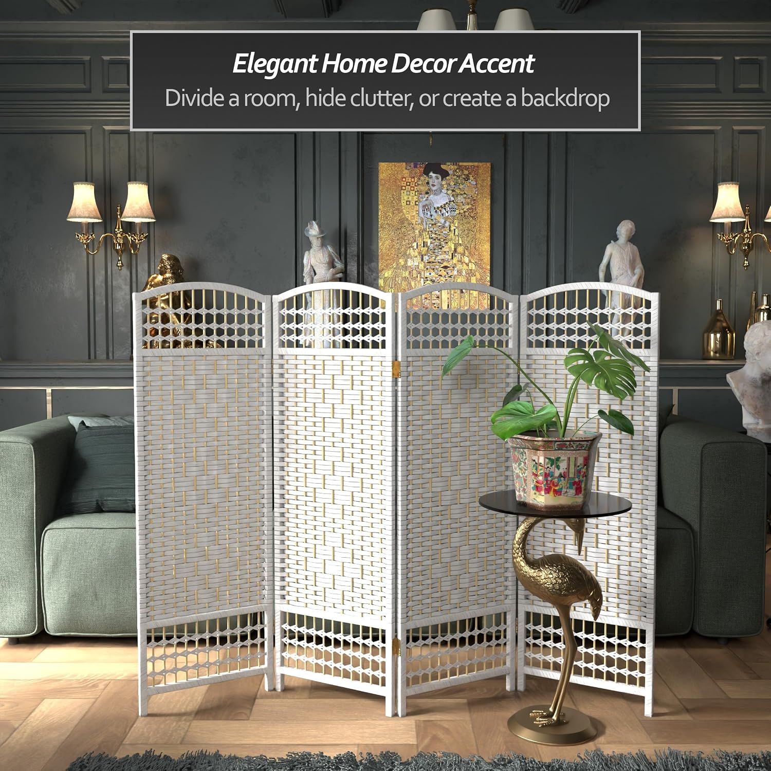 4 ft. Short Fiber Weave Folding Screen - Natural - 4 Panels