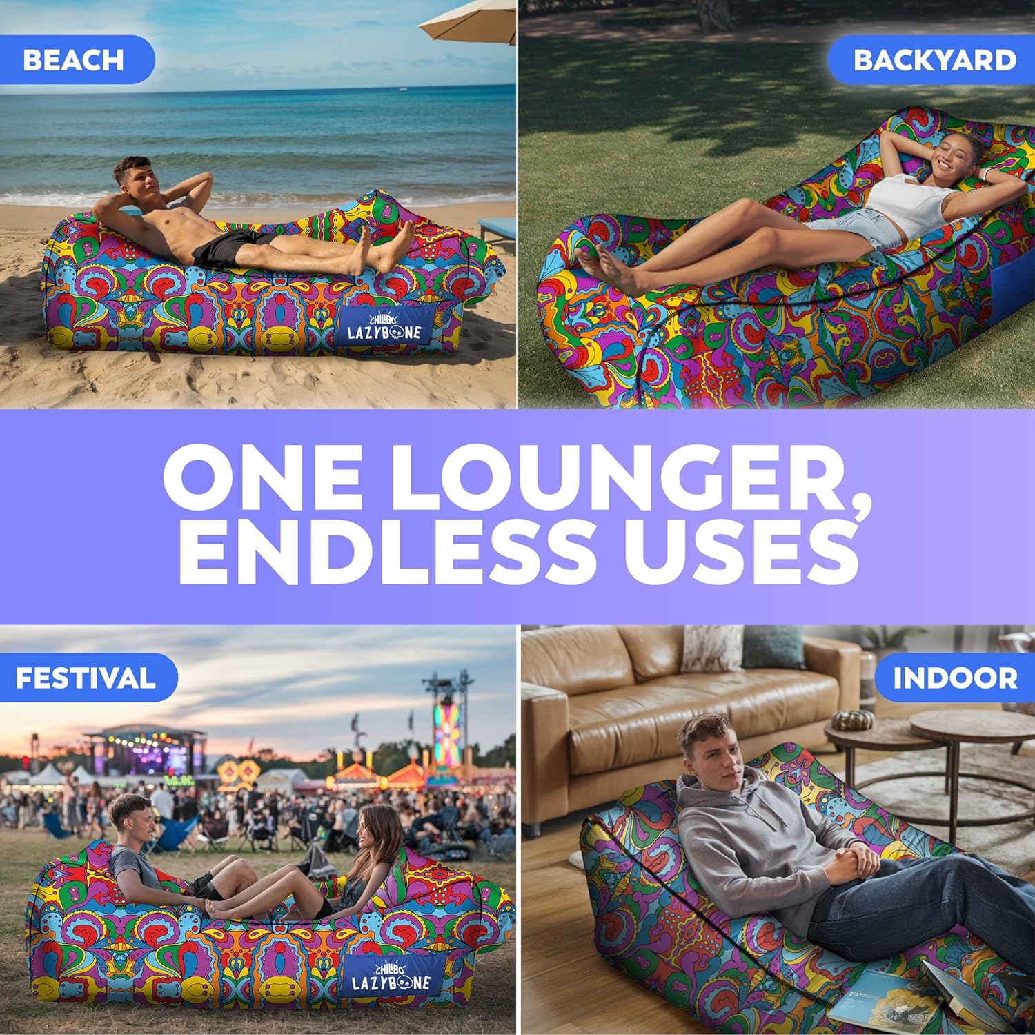 Chillbo Shwaggins, Inflatable Beach Lounger, Inflatable couches
