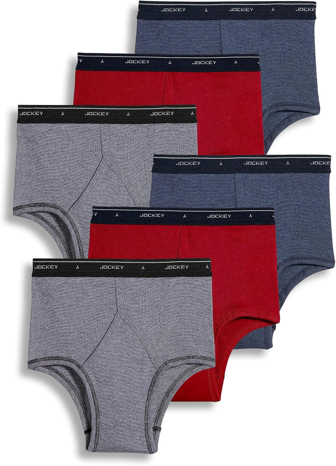 Jockey Classic Full Rise Brief- 6 Pack - 100% Cotton Underwear for Men