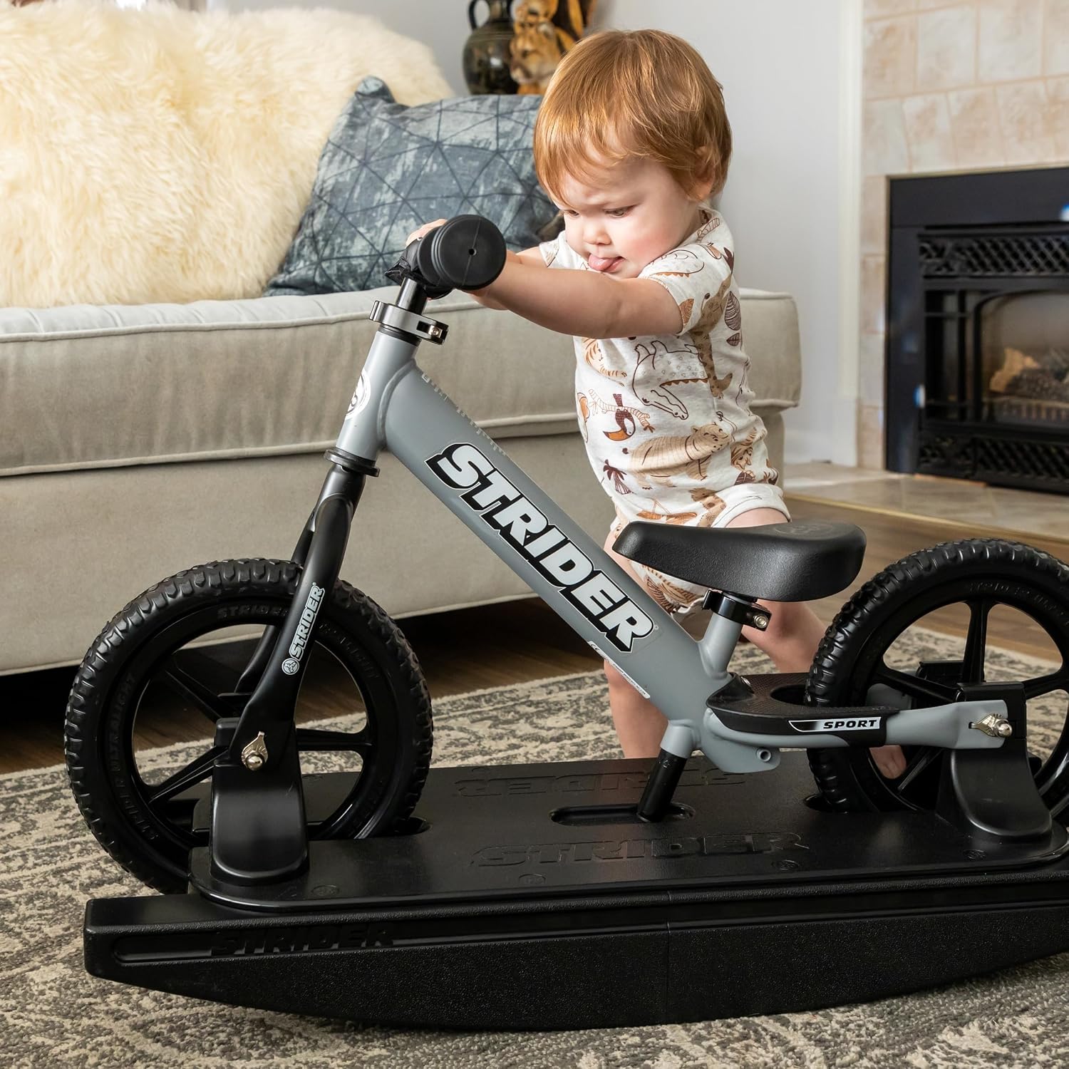 Strider Sport 2-in-1 Rocking Bike, Ages 6 Months–4 Years | For 12 Model, Converts Baby Rocking Toy to Toddler Balance Bike, Tool-Free Adjustments, Wide and Stable Base, Durable Plastic