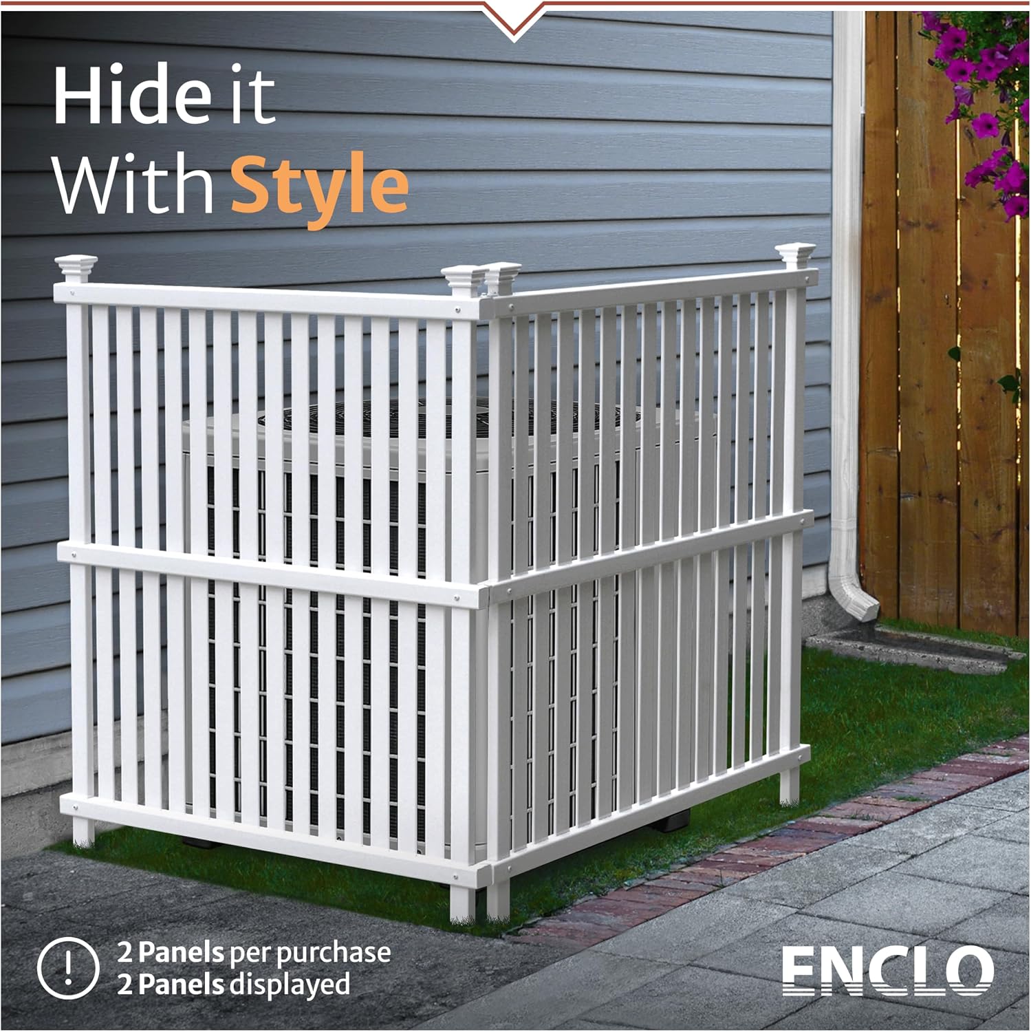 Enclo Wilmington Privacy Screen 2pk, White Vinyl DIY No Dig Kit | 45.5inH x 36.5inW, 2 Panels, ZP19008