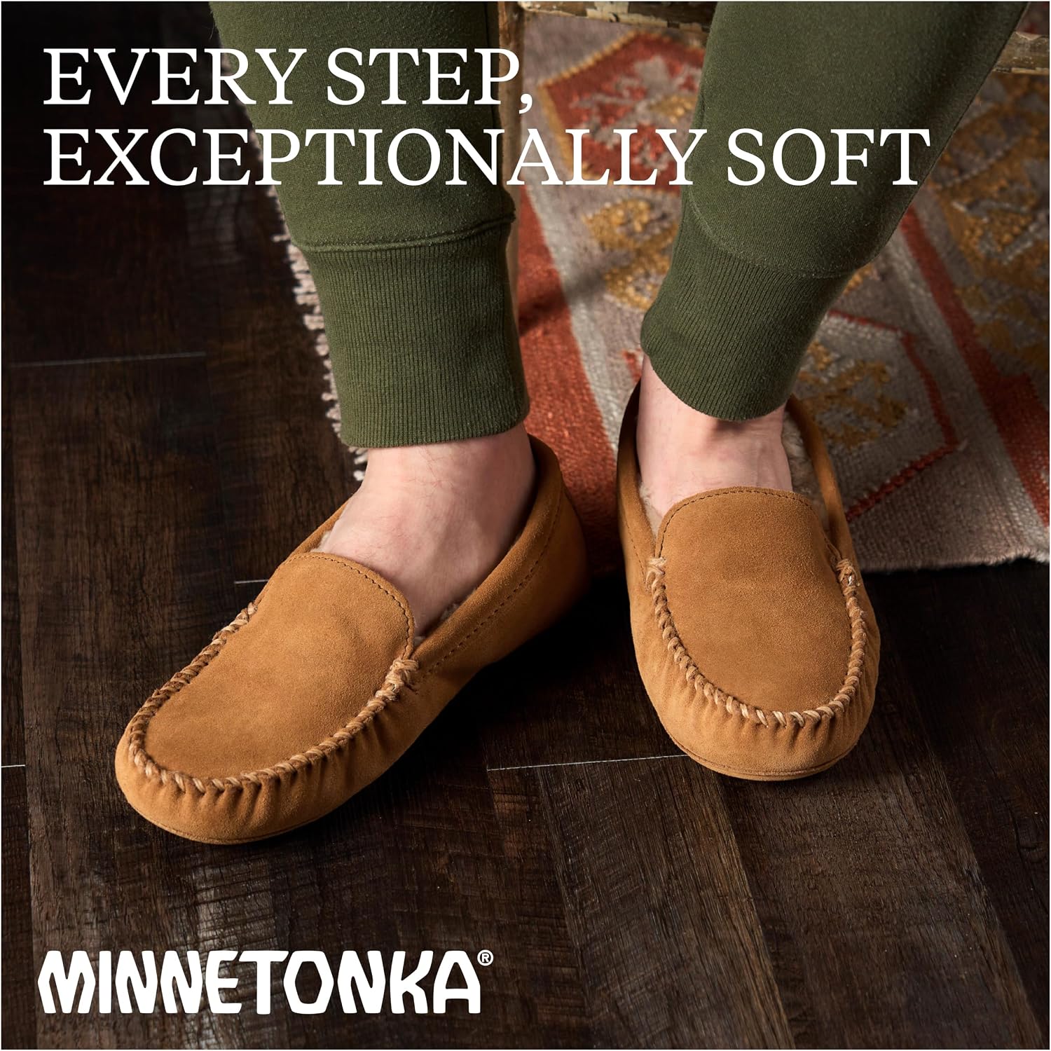 Minnetonka Men's Sheepskin Softsole Moccasin Slipper