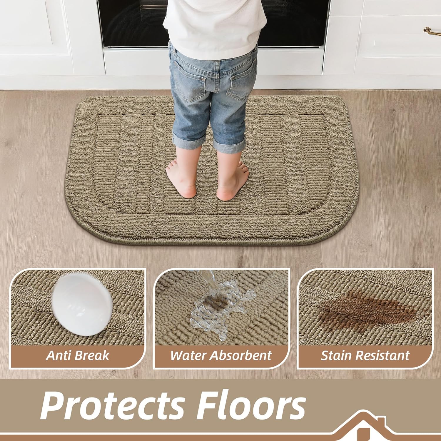 BEQHAUSE 30x18 Inch Kitchen Rugs Non Slip Washable Kitchen Sink Rug, Green